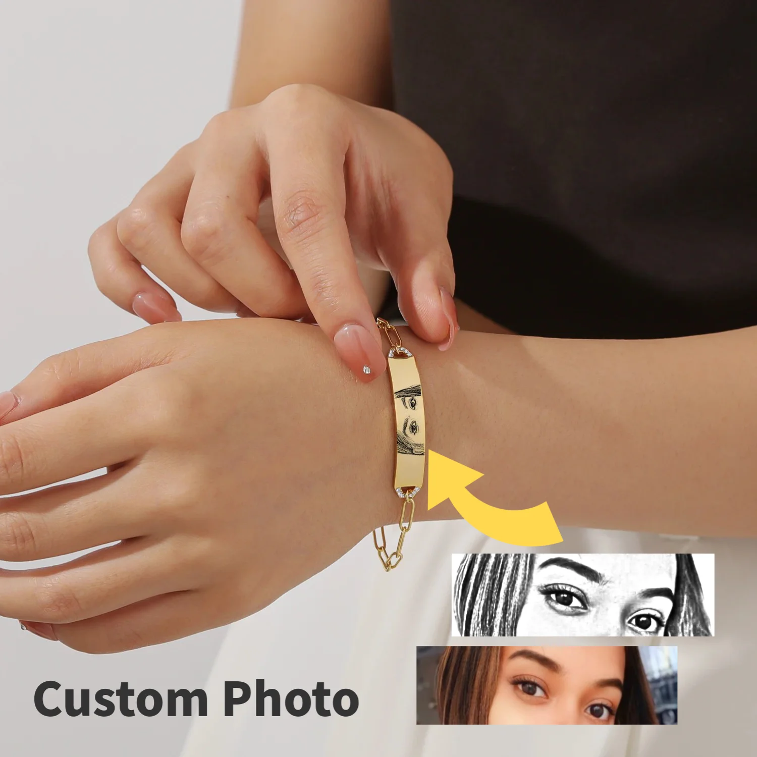 Light Luxury Personalized Eye Photo Bracelet Custom Eye Bracelet Custom Photo Bracelet with Crystal Women Gift Men's Jewelry
Light Luxury Personalized Eye Photo Bracelet Custom Eye Bracelet Custom Photo Bracelet with Crystal Women Gift Men's Jewelry