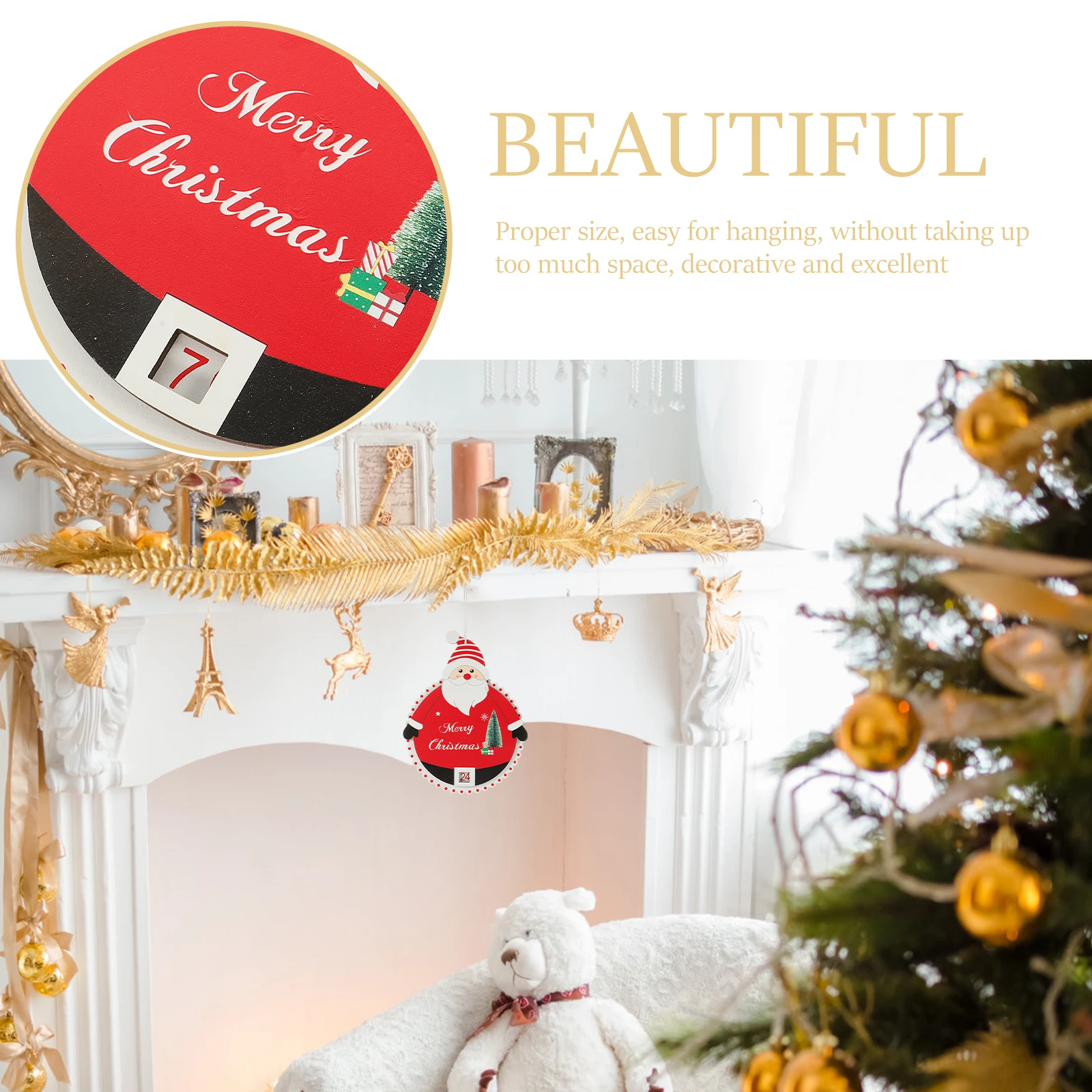 Christmas Wooden Calendar Pendant Sturdy Hanging Xmas Countdown Decorative Wall Door Xmas Party Ornament 
Christmas Wooden Calendar Pendant Sturdy Hanging Xmas Countdown Decorative Wall Door Xmas Party Ornament