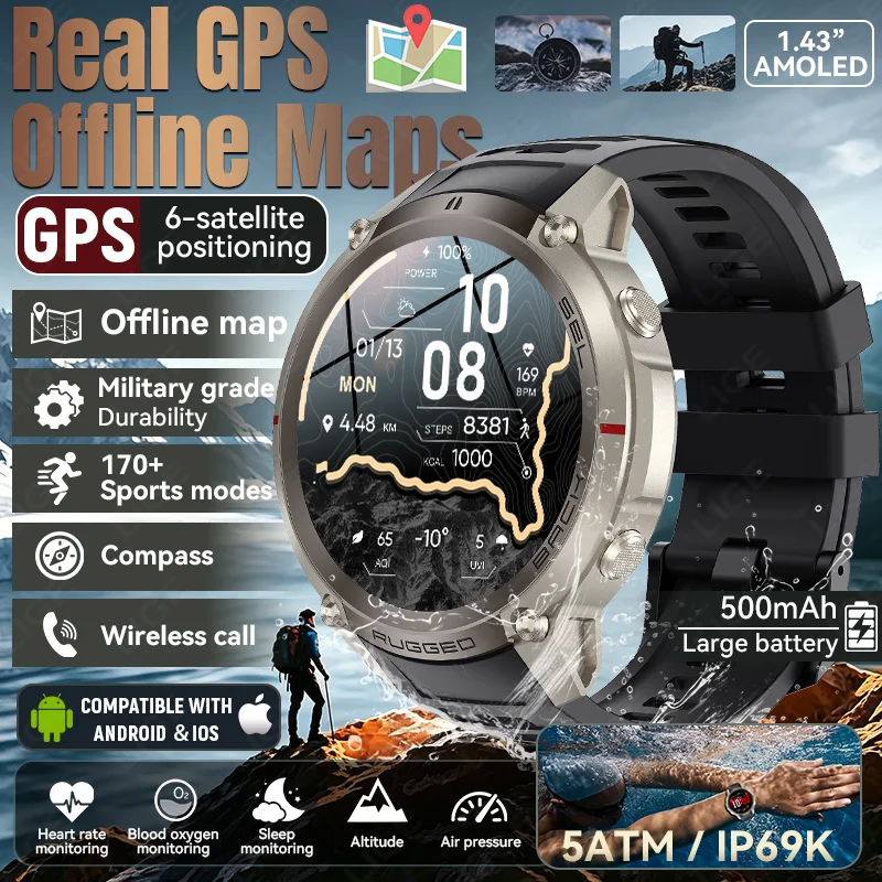 LIGE 2026 New Outdoor Offline Map GPS Smart Watch Compass Cycling Run Swim Heart Rate 5ATM 500mAh Military Smartwatch 170+ Sport
LIGE 2026 New Outdoor Offline Map GPS Smart Watch Compass Cycling Run Swim Heart Rate 5ATM 500mAh Military Smartwatch 170+ Sport