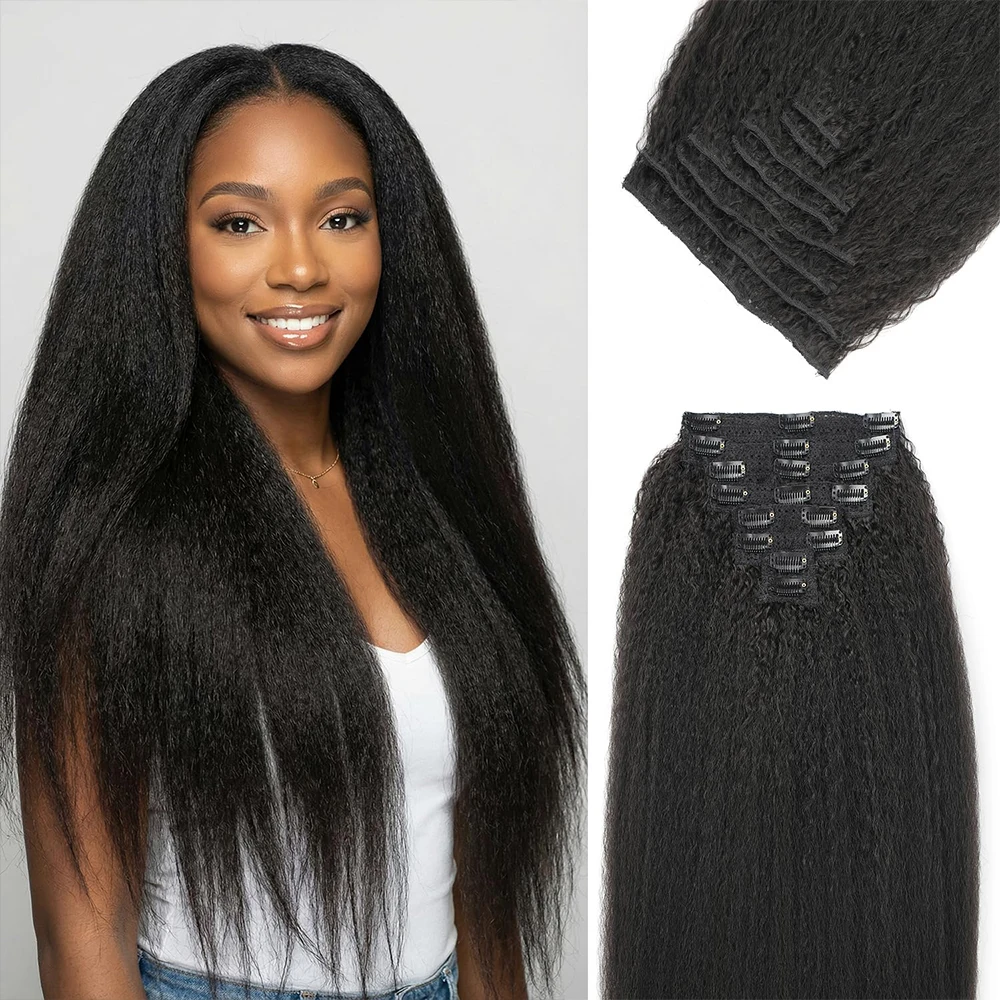 Kinky Straight Clip In Hair Extensions Human Hair Brazilian Remy Kinky Straight Clip Ins for Black Women 8Pcs Per Set with 18 Clips Invisible Hair Extensions #1B Natural Color Full Volume Natural Texture Real Human Hair Extensions
Kinky Straight Clip In Hair Extensions Human Hair Brazilian Remy Kinky Straight Clip Ins for Black Women 8Pcs Per Set with 18 Clips Invisible Hair Extensions #1B Natural Color Full Volume Natural Texture Real Human Hair Extensions