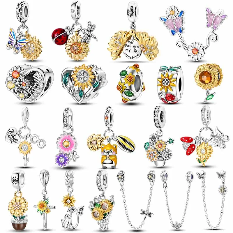NEW 925 Sterling Silver Flower Charms Sunflower Series Eternal Love Heart Beads Fit Original Bracelet DIY Jewelry Gift For Women
NEW 925 Sterling Silver Flower Charms Sunflower Series Eternal Love Heart Beads Fit Original Bracelet DIY Jewelry Gift For Women