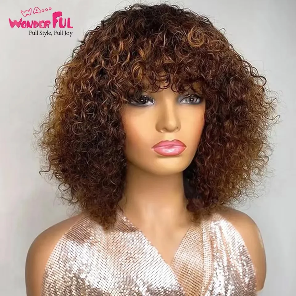 Brazilian Jerry Curl Remy Bobs Human Hair With Bang Highlight P1B/30 Wigs For Black Women Ombre 33# Brown Water Curly Hair Wigs
Brazilian Jerry Curl Remy Bobs Human Hair With Bang Highlight P1B/30 Wigs For Black Women Ombre 33# Brown Water Curly Hair Wigs