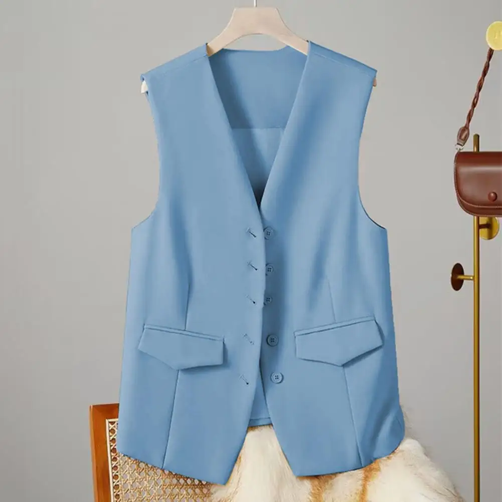 Women Suit Vest Single-breasted V Neck OL Commute Waistcoat With Decorative Pockets Solid Color Formal Business Office Vest
Women Suit Vest Single-breasted V Neck OL Commute Waistcoat With Decorative Pockets Solid Color Formal Business Office Vest