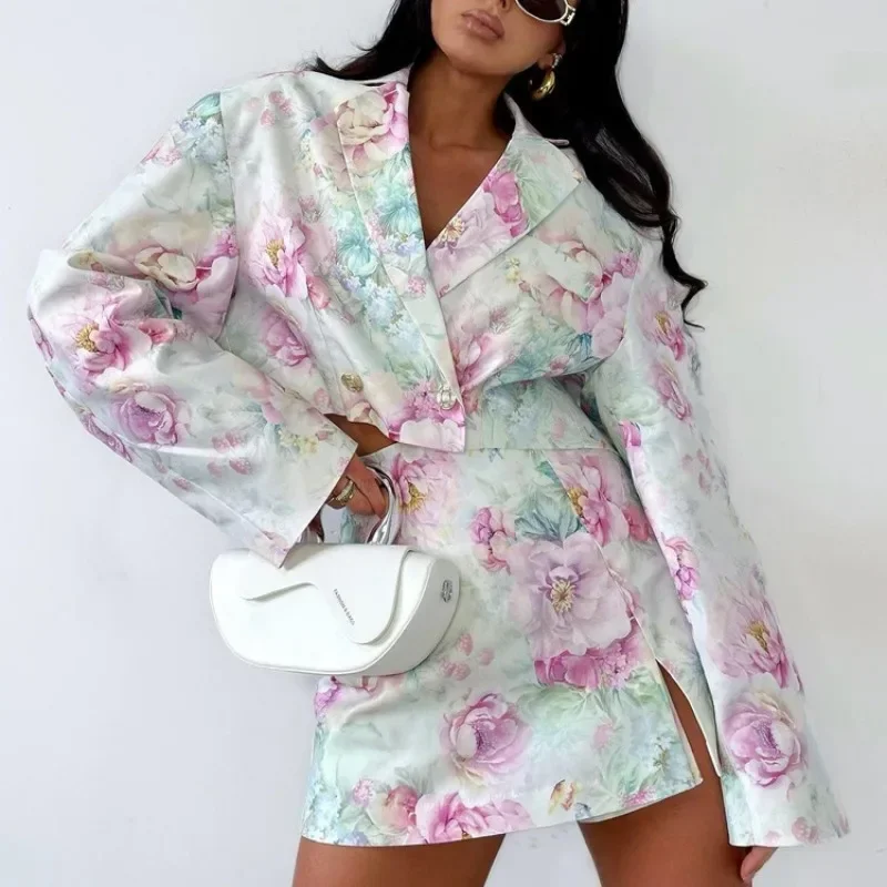 Elegant Chic Fashion Outwear Long Sleeve Lapel Crop Top Coat Slim Mini Skirt Outfits Streetwear Women Floral Two Piece Skirt Set
Elegant Chic Fashion Outwear Long Sleeve Lapel Crop Top Coat Slim Mini Skirt Outfits Streetwear Women Floral Two Piece Skirt Set