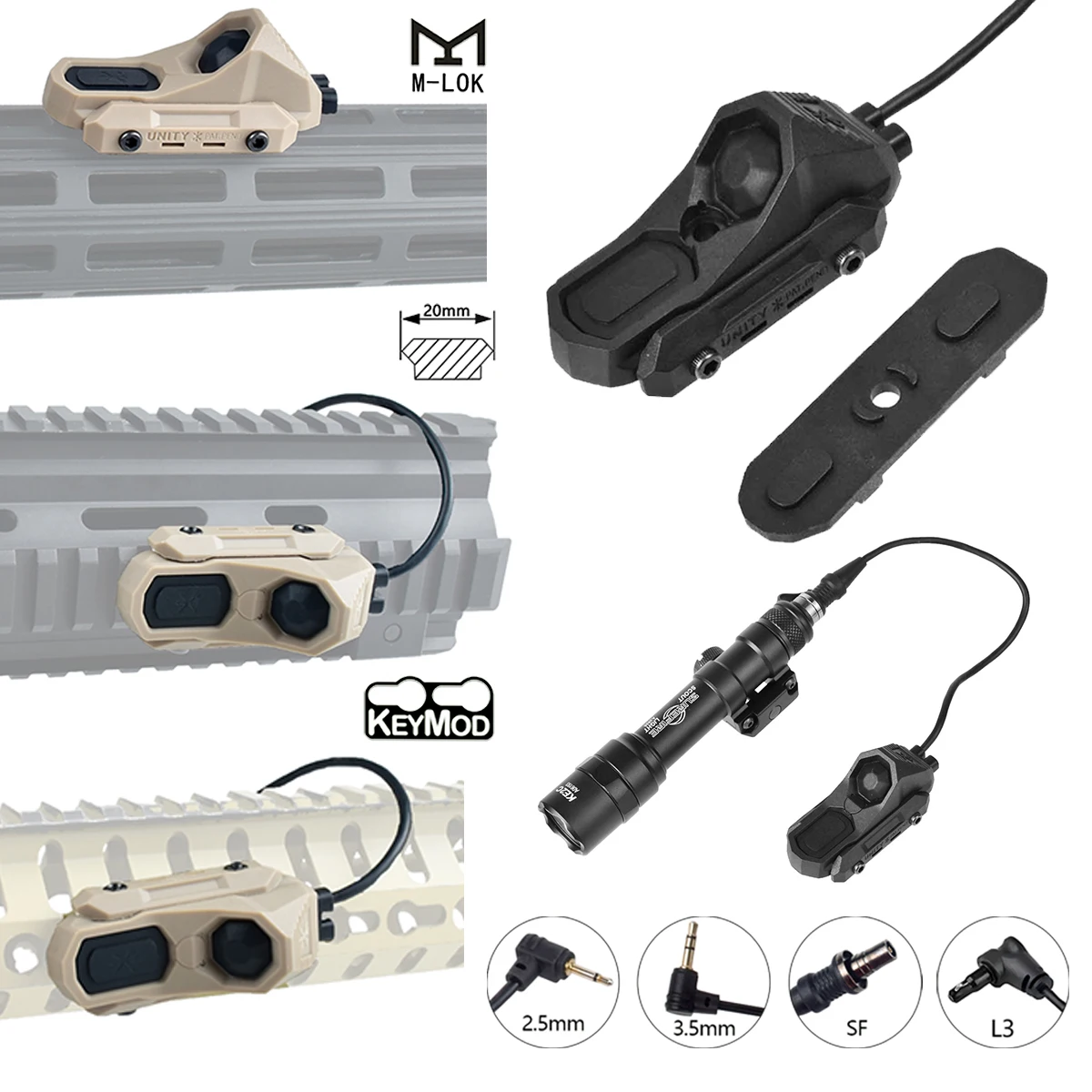 Surefire M300 M600 Flashlight with AXON Dual Function Remote Pressure Switch for 20mm Keymod MLOK Tactical M300C M600B Light
Surefire M300 M600 Flashlight with AXON Dual Function Remote Pressure Switch for 20mm Keymod MLOK Tactical M300C M600B Light