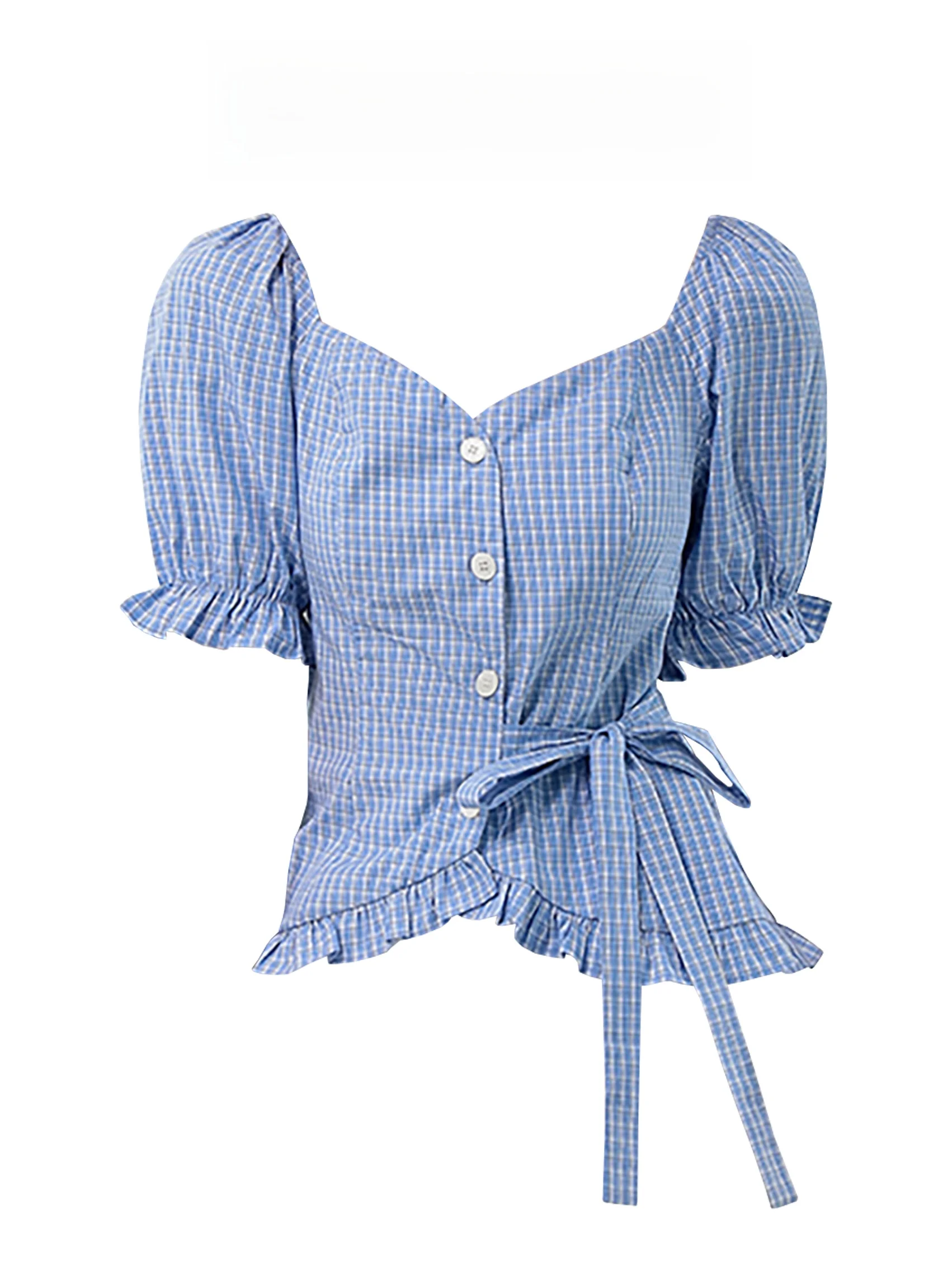Women's Slim Fit Shirt Square Collar Short Sleeve Checkered Bow Tie Waist Cinched Top Asymmetrical Korean Style Commute Fashion
Women's Slim Fit Shirt Square Collar Short Sleeve Checkered Bow Tie Waist Cinched Top Asymmetrical Korean Style Commute Fashion