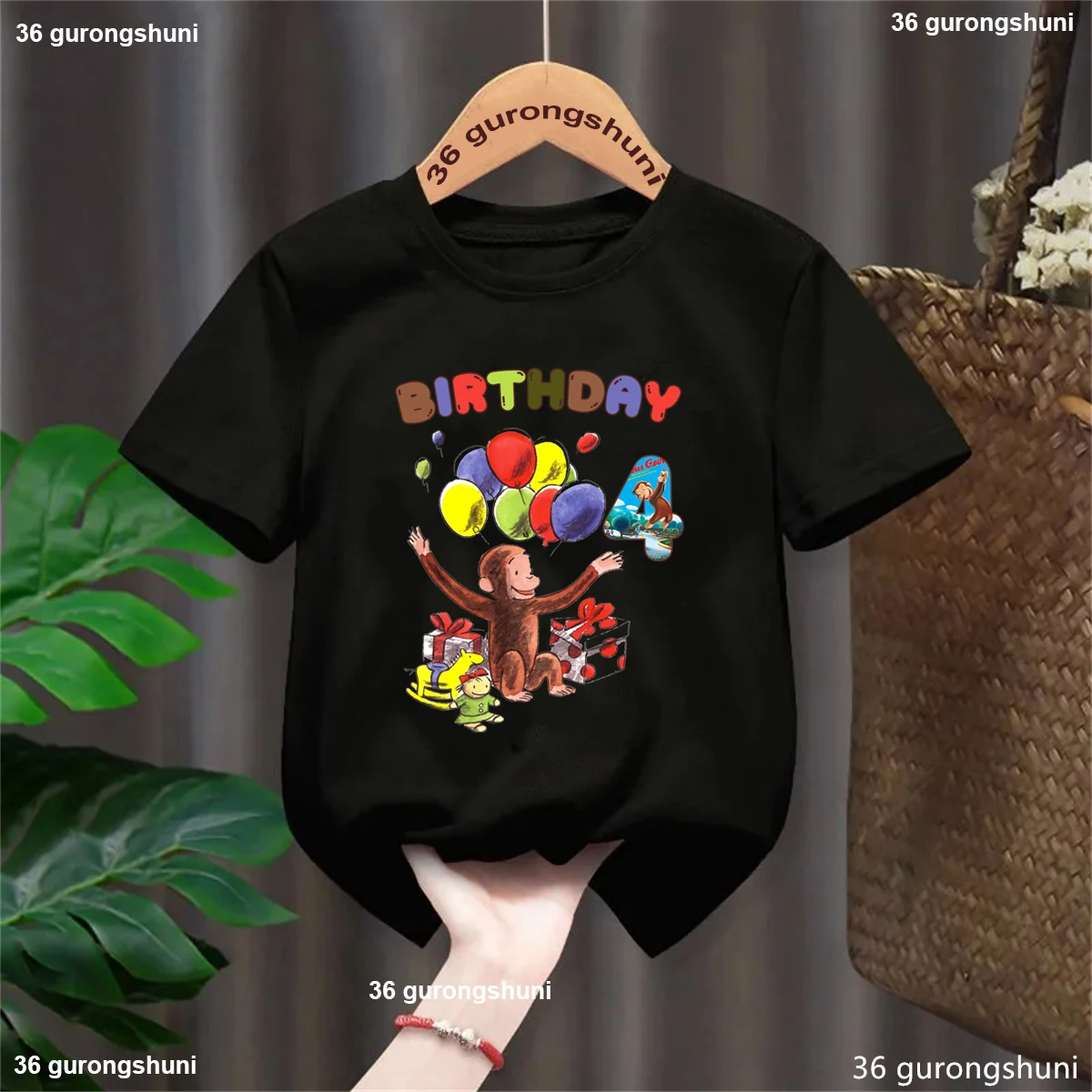 4th Birthday Curious George Balloon Printed Tshirt Girls/Boys Kawaii Kids Clothes Birthday Gift Party Solid T-Shirt
4th Birthday Curious George Balloon Printed Tshirt Girls/Boys Kawaii Kids Clothes Birthday Gift Party Solid T-Shirt