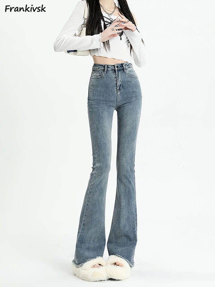 Flare Jeans Women Slim Solid Simple All-match Spring Washed Denim Frayed Elegant Harajuku Korean Style High Waist Retro Vintage
Flare Jeans Women Slim Solid Simple All-match Spring Washed Denim Frayed Elegant Harajuku Korean Style High Waist Retro Vintage