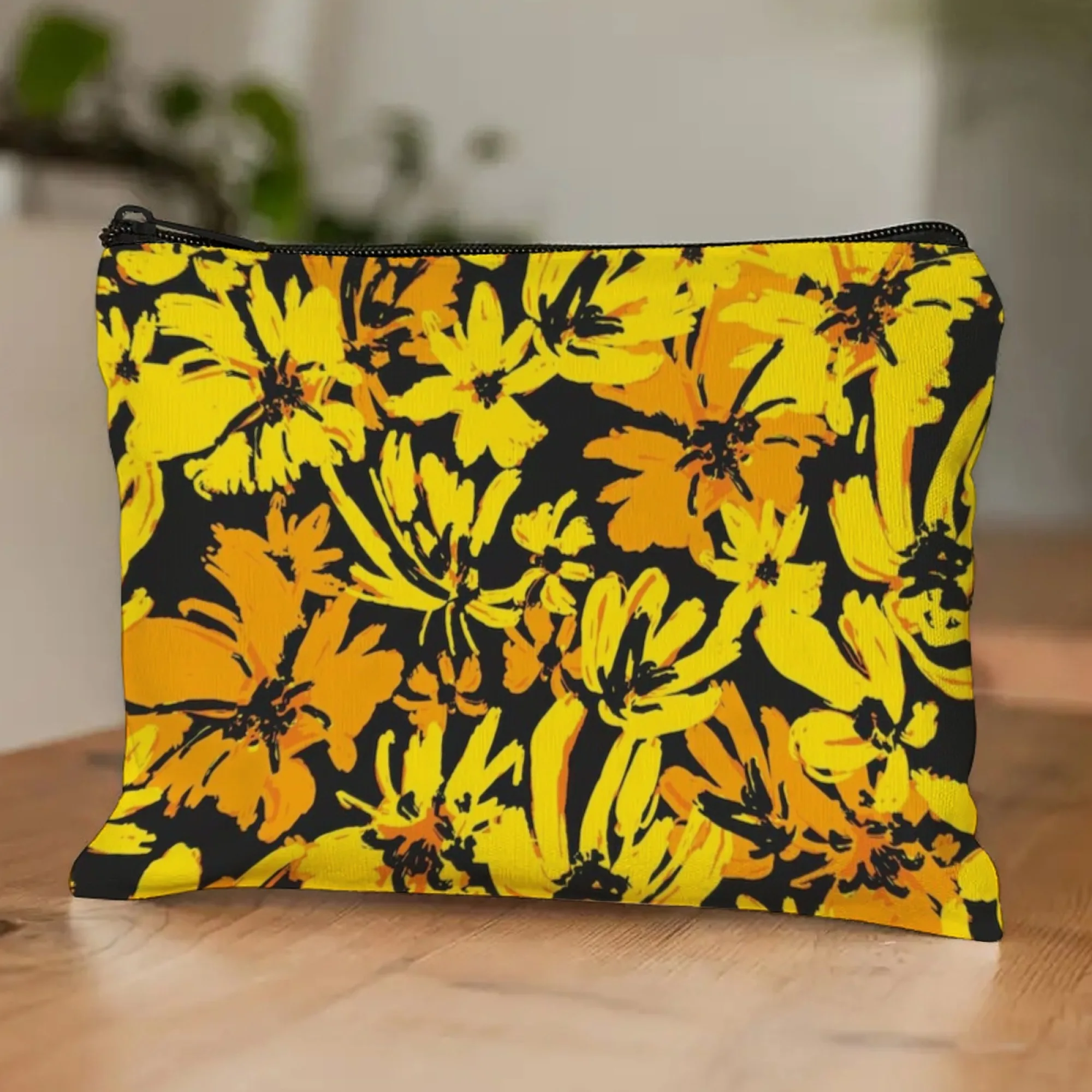Cool Bright Floral Cosmetic Pouch Electric Black with Neon Yellow Chrysanthemum Accents Embrace Dazzling Style in Makeup Beauty
Cool Bright Floral Cosmetic Pouch Electric Black with Neon Yellow Chrysanthemum Accents Embrace Dazzling Style in Makeup Beauty
