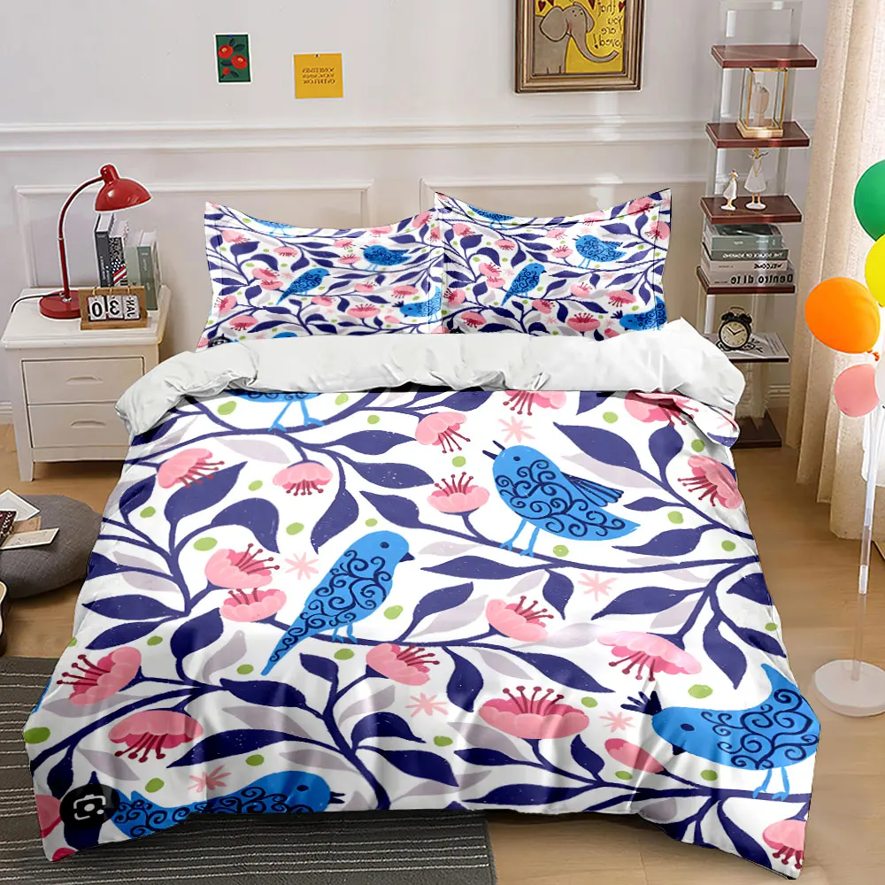 Blue birds and pink flowers Pattern Duvet Cover Set Digital Print Colorful Polyester Bedding with Zipper Closur for kids gifts
Blue birds and pink flowers Pattern Duvet Cover Set Digital Print Colorful Polyester Bedding with Zipper Closur for kids gifts