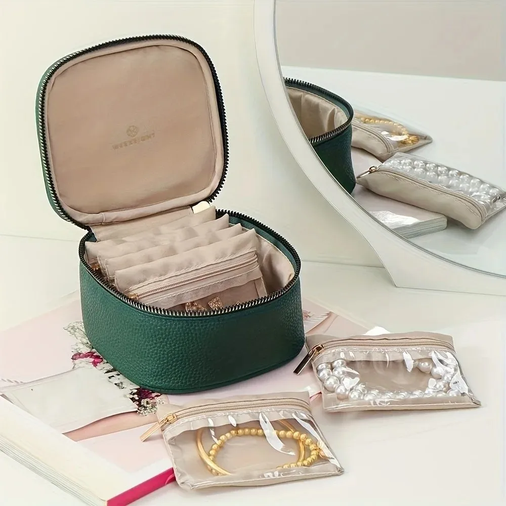 Portable Travel Jewelry Box Velvet Pouch PU Leather Earring Storage Case Large Capacity with 6Pcs Small Pouches
Portable Travel Jewelry Box Velvet Pouch PU Leather Earring Storage Case Large Capacity with 6Pcs Small Pouches