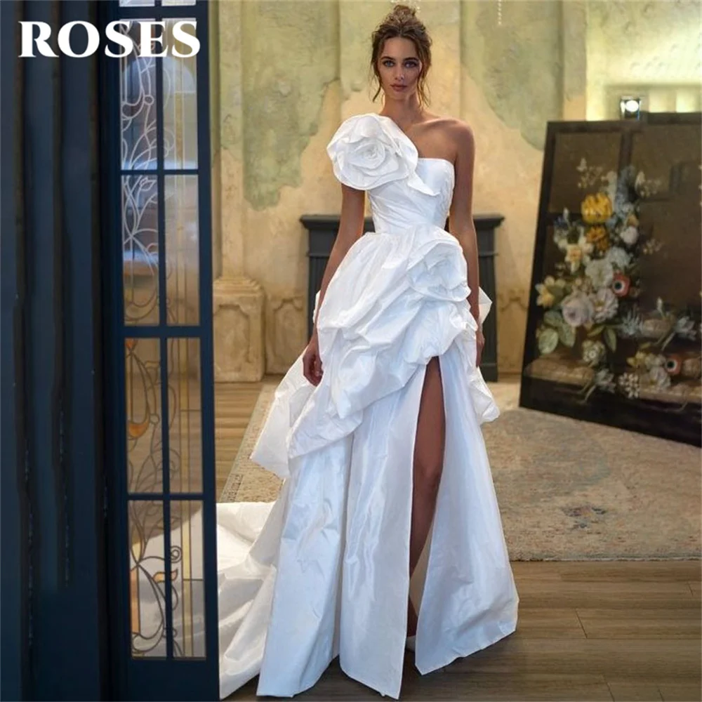 ROSES One Shoulder White Evening Dress A Line 3D Flower Prom Dress Tiered Party Dress with Slit vestidos de noche Customized
ROSES One Shoulder White Evening Dress A Line 3D Flower Prom Dress Tiered Party Dress with Slit vestidos de noche Customized