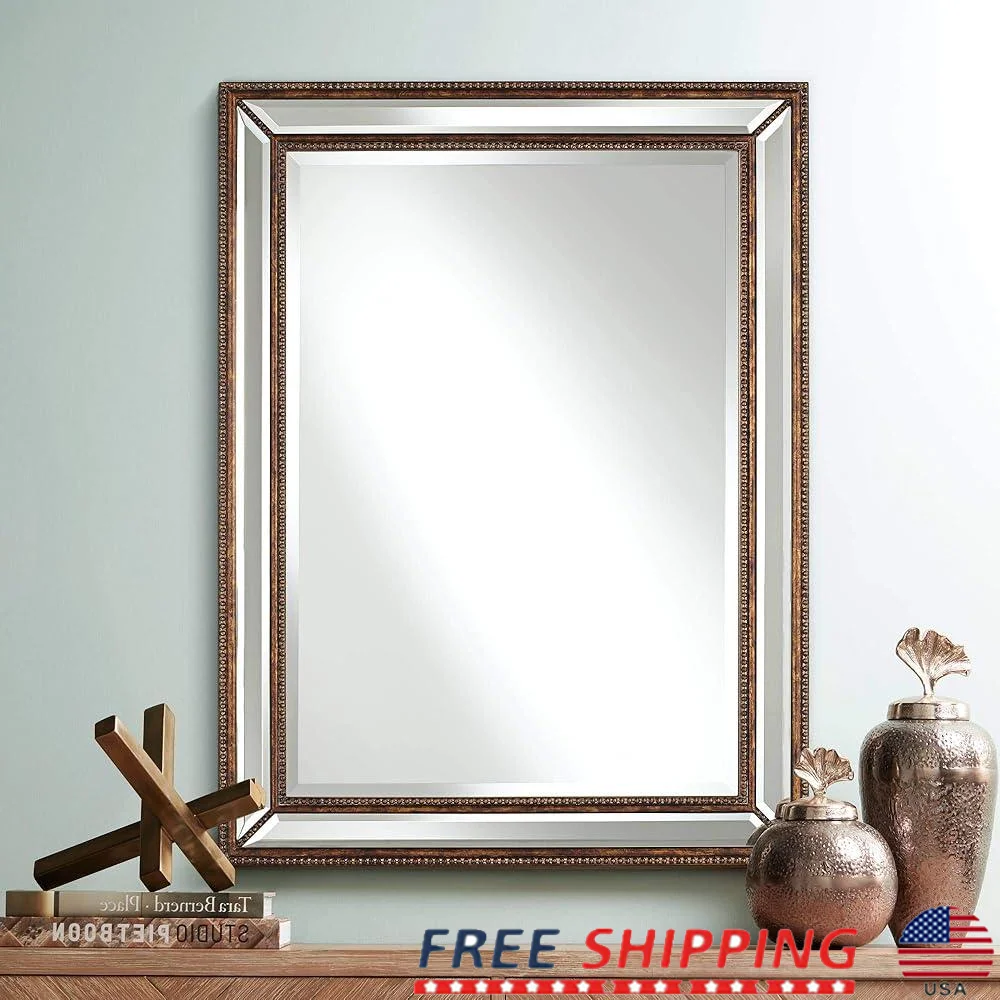 Rustic Wall Mirror Decorative Beveled Edge Rectangular Design Beaded Frame Ideal Bathroom Living Room Accent
Rustic Wall Mirror Decorative Beveled Edge Rectangular Design Beaded Frame Ideal Bathroom Living Room Accent