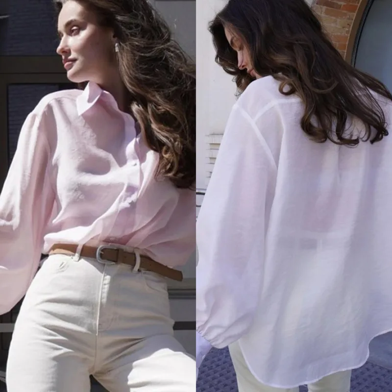 2025 Autumn Tencel Shirt For Women Loose Fit Long Sleeve Button Down Blouse Elegant Office Casual Tops Daily Commuting Wear New
2025 Autumn Tencel Shirt For Women Loose Fit Long Sleeve Button Down Blouse Elegant Office Casual Tops Daily Commuting Wear New
