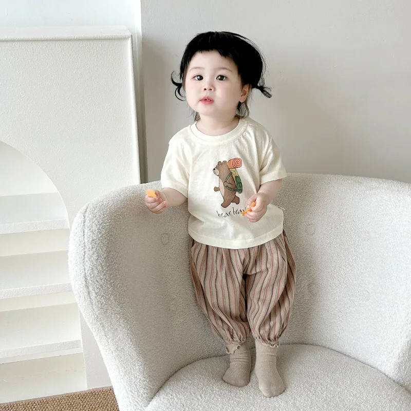 Baby short-sleeved set, summer clothes for boys and girls, Korean version of summer cartoon T-shirt jumper t casual pants
Baby short-sleeved set, summer clothes for boys and girls, Korean version of summer cartoon T-shirt jumper t casual pants