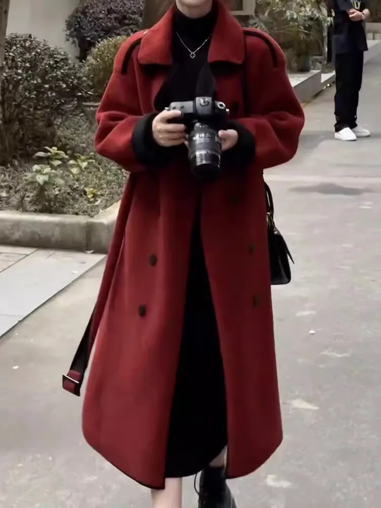 Women Double-sided Cashmere Coat Autumn Winter Outwear 2024New Double Breasted Button Long Sleeved Woolen Mid Length Windbreaker
Women Double-sided Cashmere Coat Autumn Winter Outwear 2024New Double Breasted Button Long Sleeved Woolen Mid Length Windbreaker