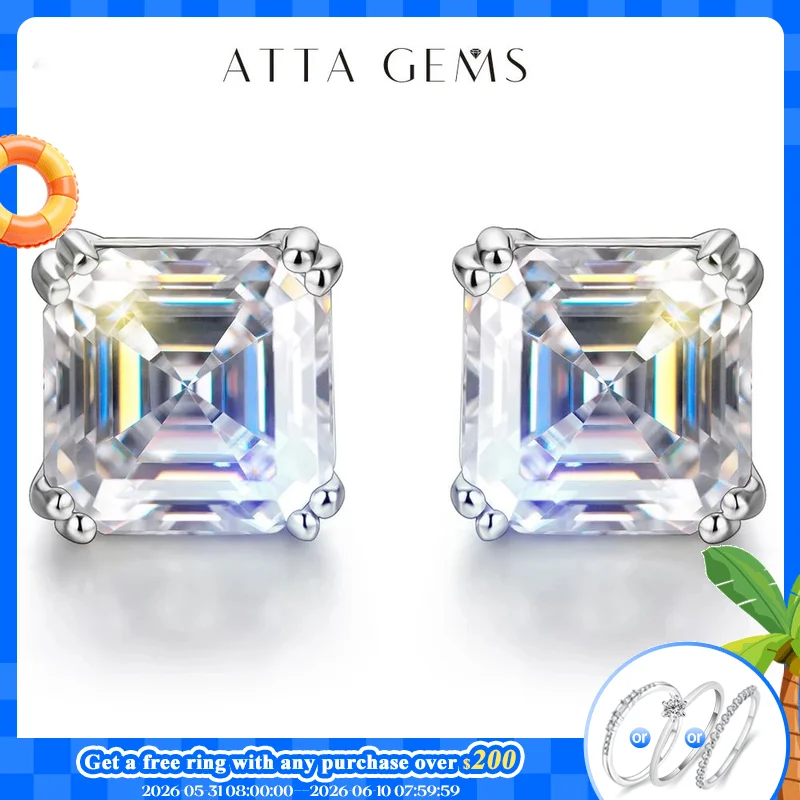 ATTAGEMS Total 0.8ct 6.0mm Moissanite D Color VVS1 Asscher Cut 18K White Gold Plated Earrings Jewelry Woman Girlfriend Gift
ATTAGEMS Total 0.8ct 6.0mm Moissanite D Color VVS1 Asscher Cut 18K White Gold Plated Earrings Jewelry Woman Girlfriend Gift