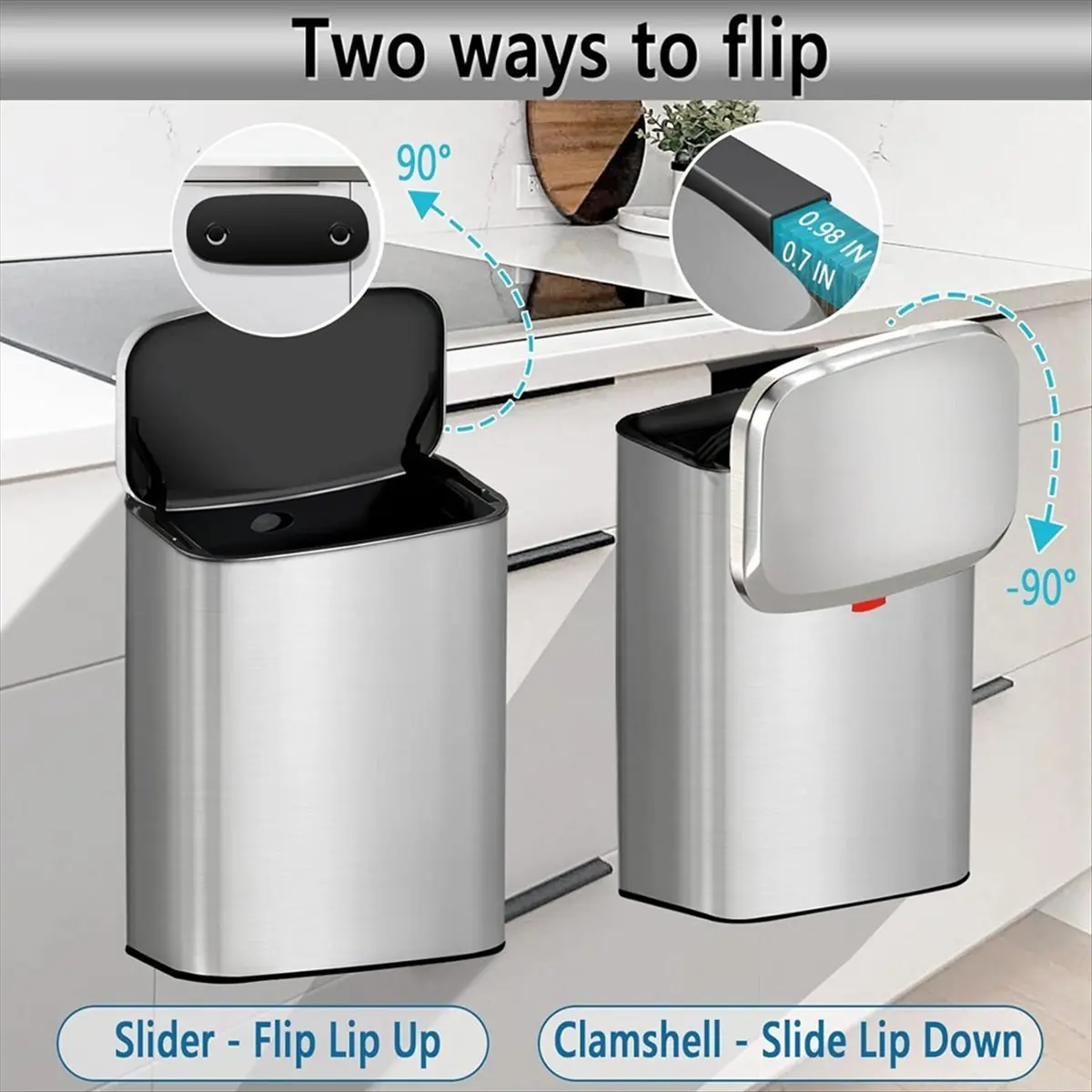 KSOL Hanging Kitchen Stainless-Steel Small Trash Can with Lid, 2-In- Compost Bin for Counter Top & , 8L
KSOL Hanging Kitchen Stainless-Steel Small Trash Can with Lid, 2-In- Compost Bin for Counter Top & , 8L