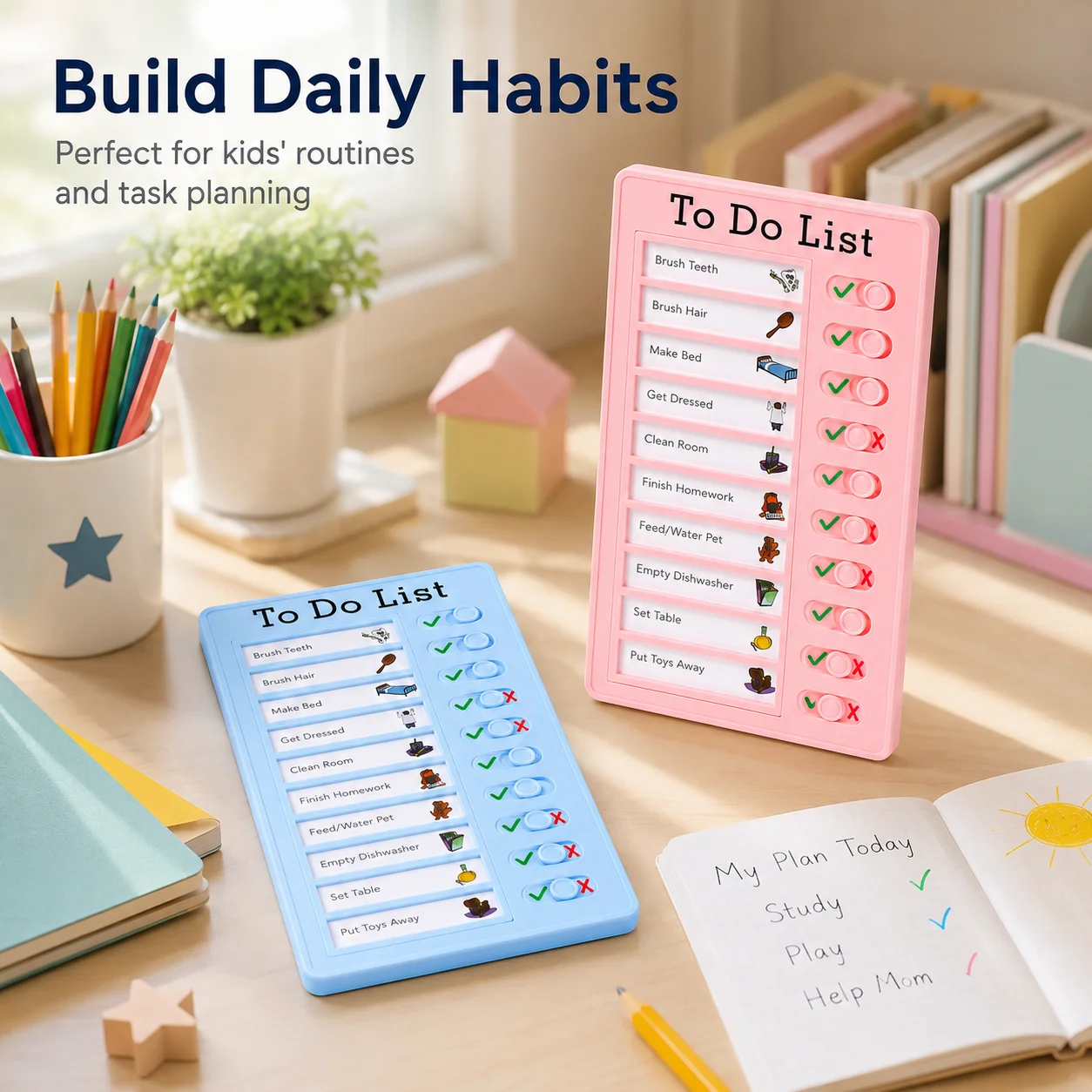 Self Discipline Checklist Board, Replaceable Plastic Chore Chart for Kids Adults, Summer Task Planner & Daily Habit Tracker
Self Discipline Checklist Board, Replaceable Plastic Chore Chart for Kids Adults, Summer Task Planner & Daily Habit Tracker