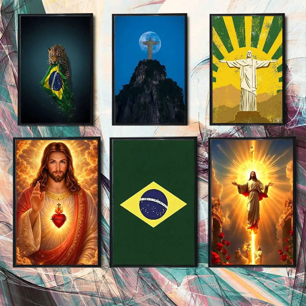 Brasil flag and Jesus Christ Poster Prints Wall Art Picture Painting Gift Living Room Restaurant Bar Large Dec Sticker
Brasil flag and Jesus Christ Poster Prints Wall Art Picture Painting Gift Living Room Restaurant Bar Large Dec Sticker