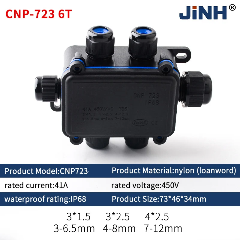 IP68 CNP723 Водонепроницаемая внешняя распределительная коробка Непромокаемый разъем 2 в 4 выхода Клеммные колодки для проводки Универсальные для улицы
IP68 CNP723 Водонепроницаемая внешняя распределительная коробка Непромокаемый разъем 2 в 4 выхода Клеммные колодки для проводки Универсальные для улицы