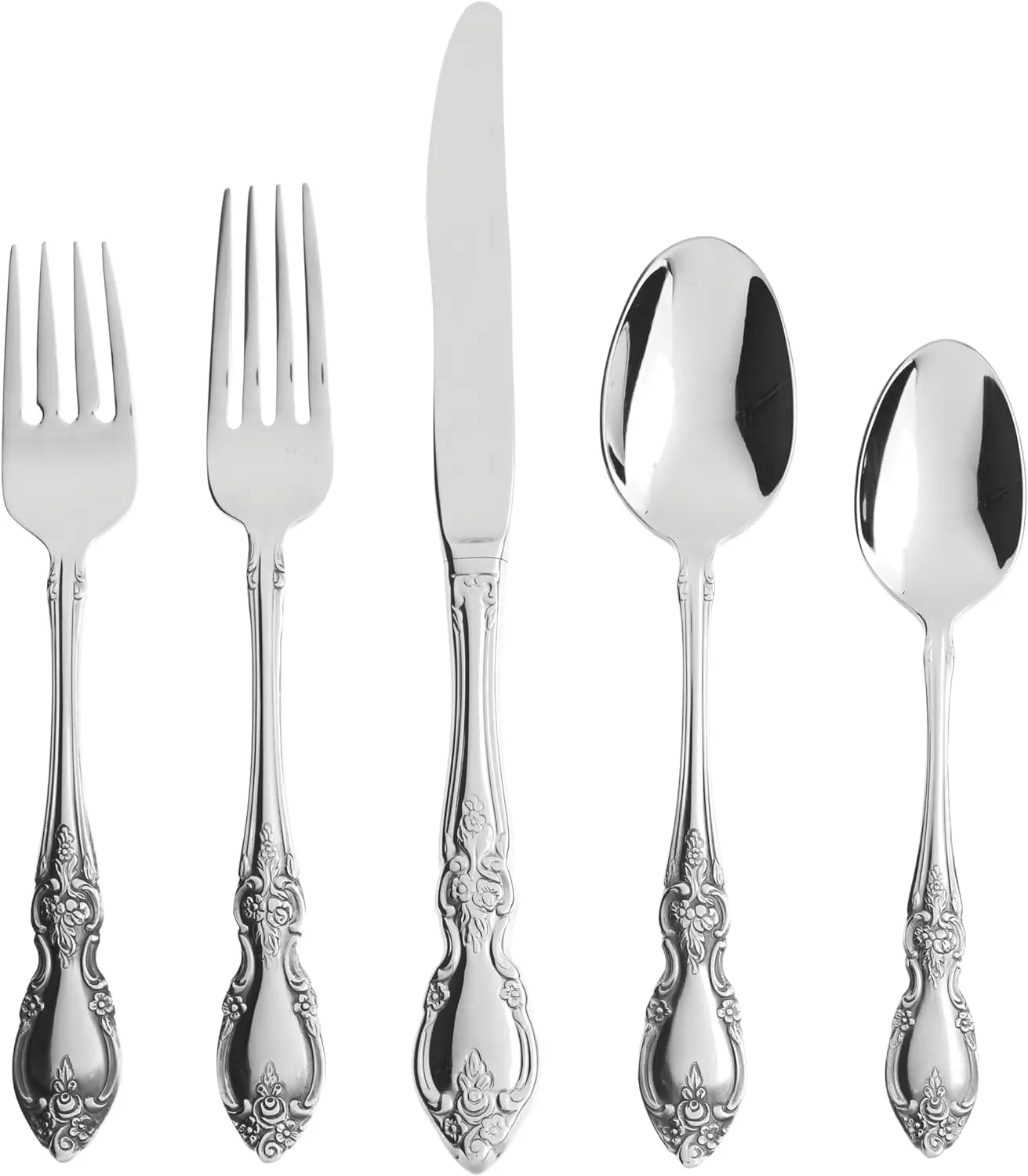 20-Piece Stainless Steel Flatware Set for 4, Mirror Finish, Dishwasher Safe, Knives Spoons Forks, Silver
20-Piece Stainless Steel Flatware Set for 4, Mirror Finish, Dishwasher Safe, Knives Spoons Forks, Silver