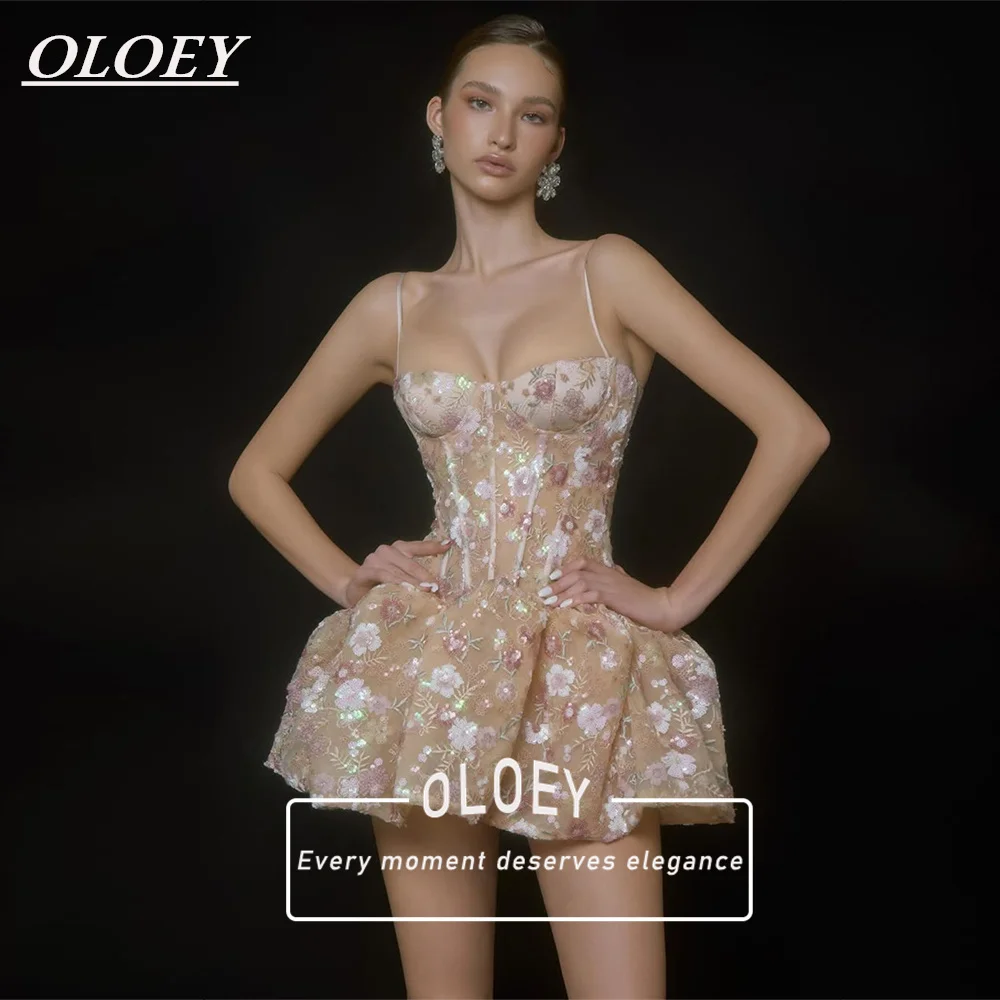 OLOEY Fairy Sequines Flowers Short Prom Cocktail Dresses Customized Spaghetti Straps A Line Puffy Mini Evening Gowns for Party
OLOEY Fairy Sequines Flowers Short Prom Cocktail Dresses Customized Spaghetti Straps A Line Puffy Mini Evening Gowns for Party