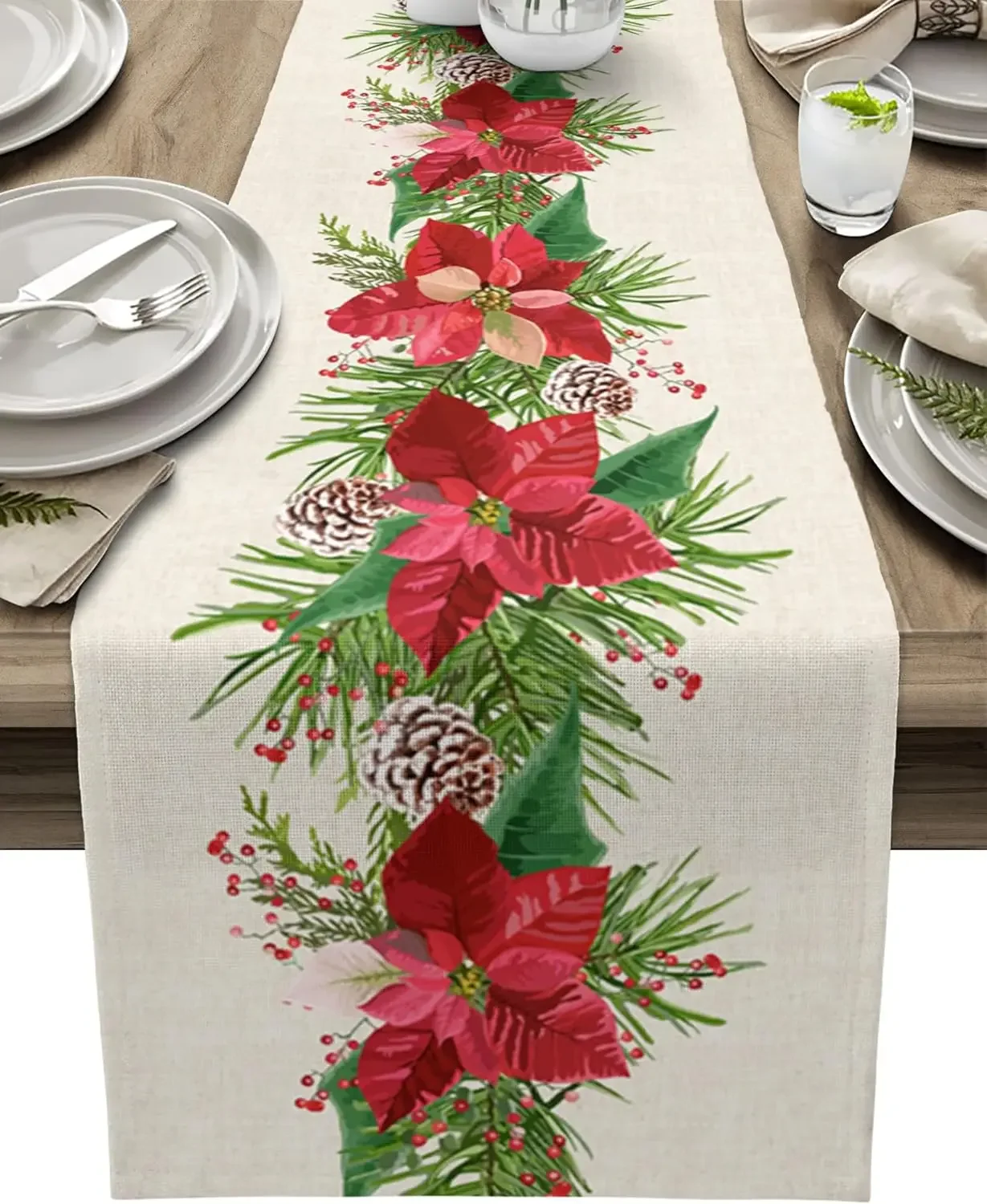 Christmas Poinsettia Flower Berry Linen Table Runners Dresser Scarves Table Decor Xmas Dining Table Runners Christmas Decoration
Christmas Poinsettia Flower Berry Linen Table Runners Dresser Scarves Table Decor Xmas Dining Table Runners Christmas Decoration