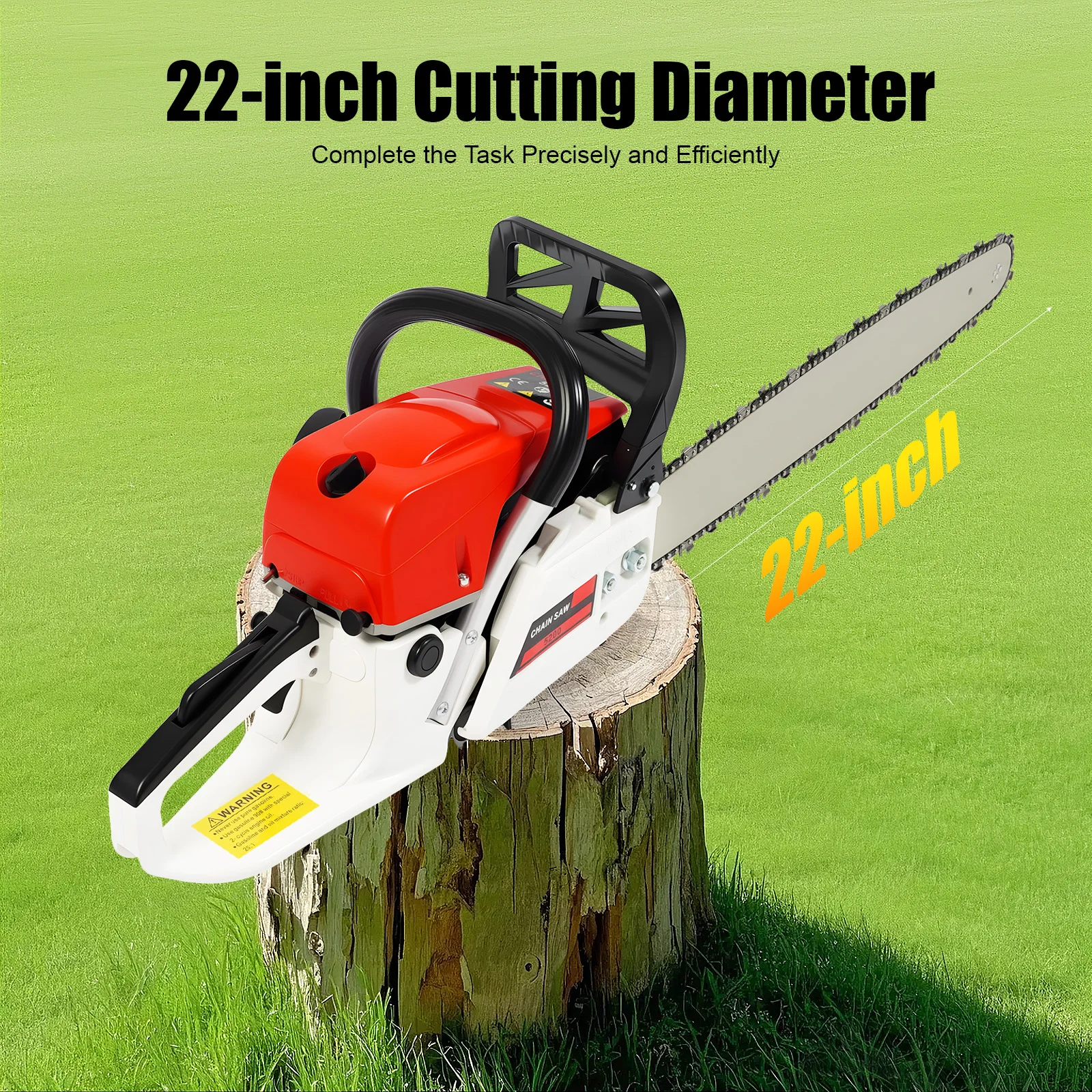 22 Inch 52CC Gasoline Chainsaw 2000W 2-Stroke Engine Gas Powered Chain Saw Handheld Tree Pruning Wood Cutting Tool Set 7500Rpm
22 Inch 52CC Gasoline Chainsaw 2000W 2-Stroke Engine Gas Powered Chain Saw Handheld Tree Pruning Wood Cutting Tool Set 7500Rpm