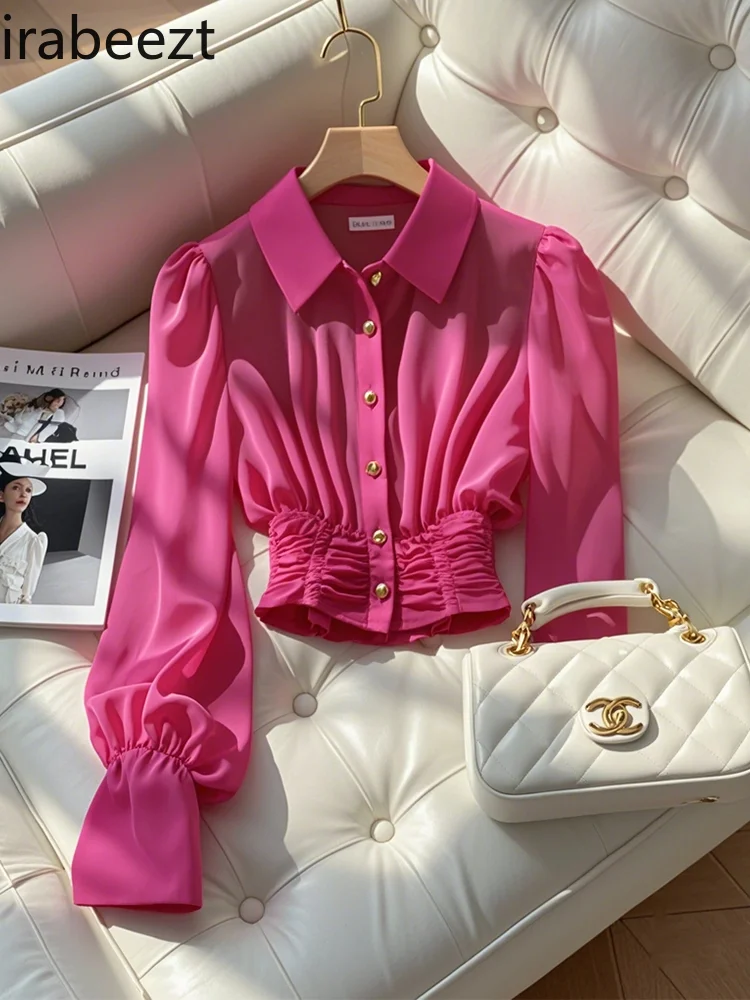 Western Style High-end Chic Small Shirt Cool Style Unique High-end French Waist Long-sleeved Rose Red Blouse for Women in Autumn
Western Style High-end Chic Small Shirt Cool Style Unique High-end French Waist Long-sleeved Rose Red Blouse for Women in Autumn