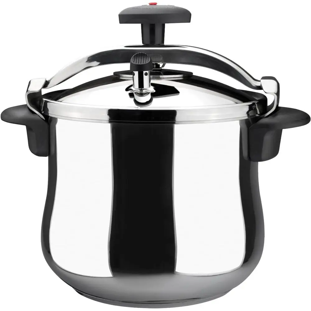 10.6 Qt 18/10 Stainless Steel Cooker with 3 Safety Systems, Round Bottom, Compatible with All Stovetops, 8 PSI
10.6 Qt 18/10 Stainless Steel Cooker with 3 Safety Systems, Round Bottom, Compatible with All Stovetops, 8 PSI