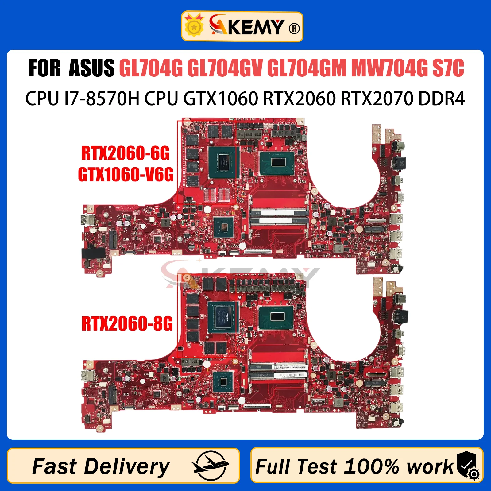 AKEMY GL704GW Mainboard For ASUS GL704G GL704GV GL704GM MW704G S7C Motherboard CPU I7-8570H GTX1060 RTX2060 RTX2070 DDR4 100% OK
AKEMY GL704GW Mainboard For ASUS GL704G GL704GV GL704GM MW704G S7C Motherboard CPU I7-8570H GTX1060 RTX2060 RTX2070 DDR4 100% OK