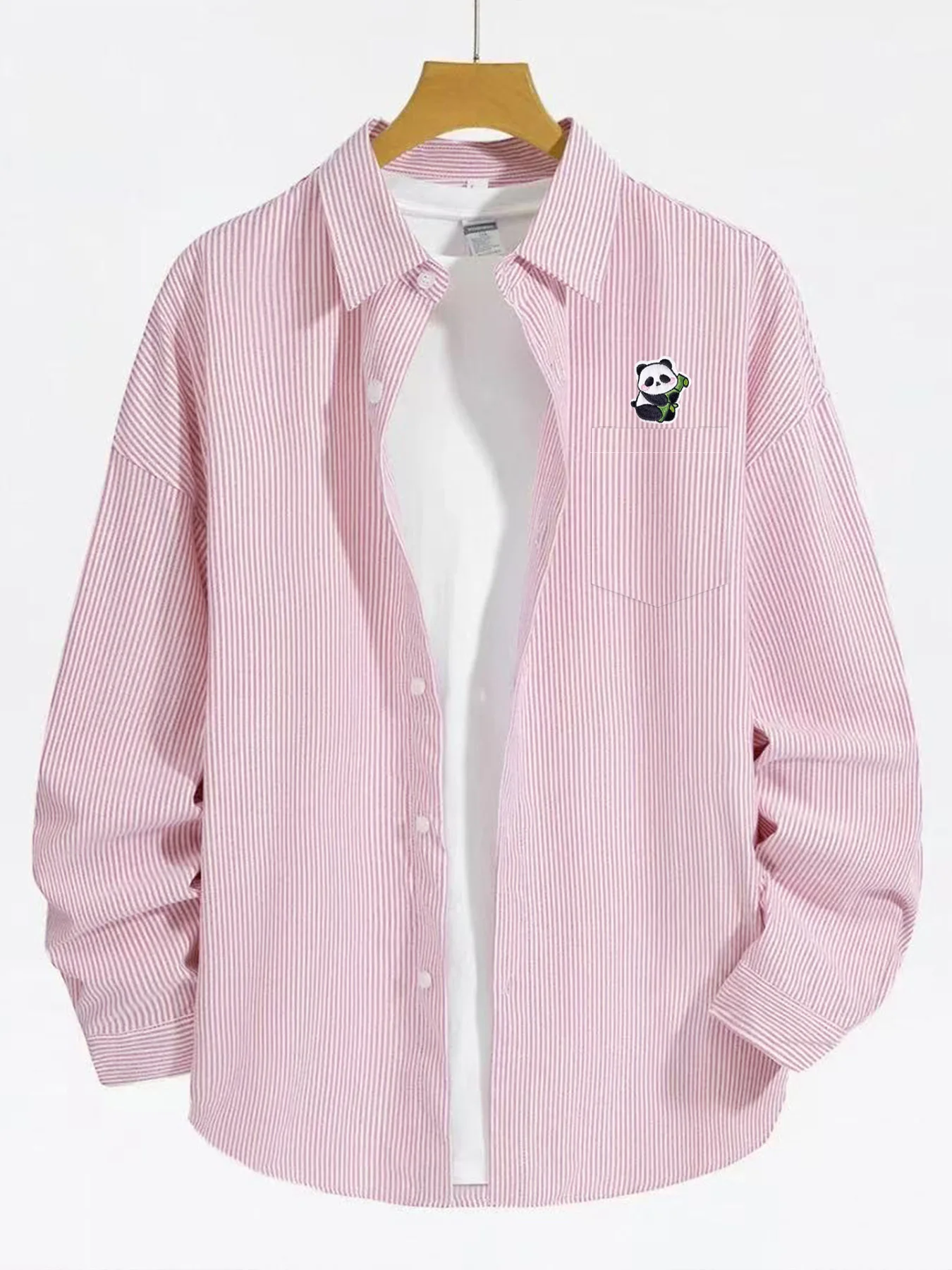 Spring and Autumn New Trendy Men's Fashion Versatile Cartoon Panda Hugging Bamboo Pattern Striped Long-Sleeve Shirt
Spring and Autumn New Trendy Men's Fashion Versatile Cartoon Panda Hugging Bamboo Pattern Striped Long-Sleeve Shirt