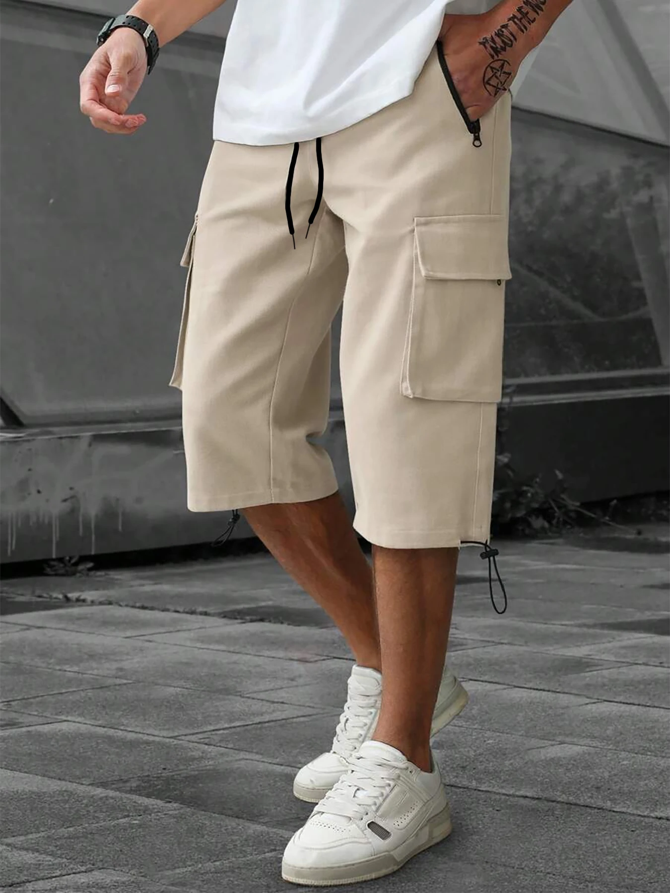 Men's 3/4-Length Cargo Shorts — Woven Twill Fabric, Multi-Pocket Casual Trousers. Non-Stretch Adult Apparel for Summer
Men's 3/4-Length Cargo Shorts — Woven Twill Fabric, Multi-Pocket Casual Trousers. Non-Stretch Adult Apparel for Summer
