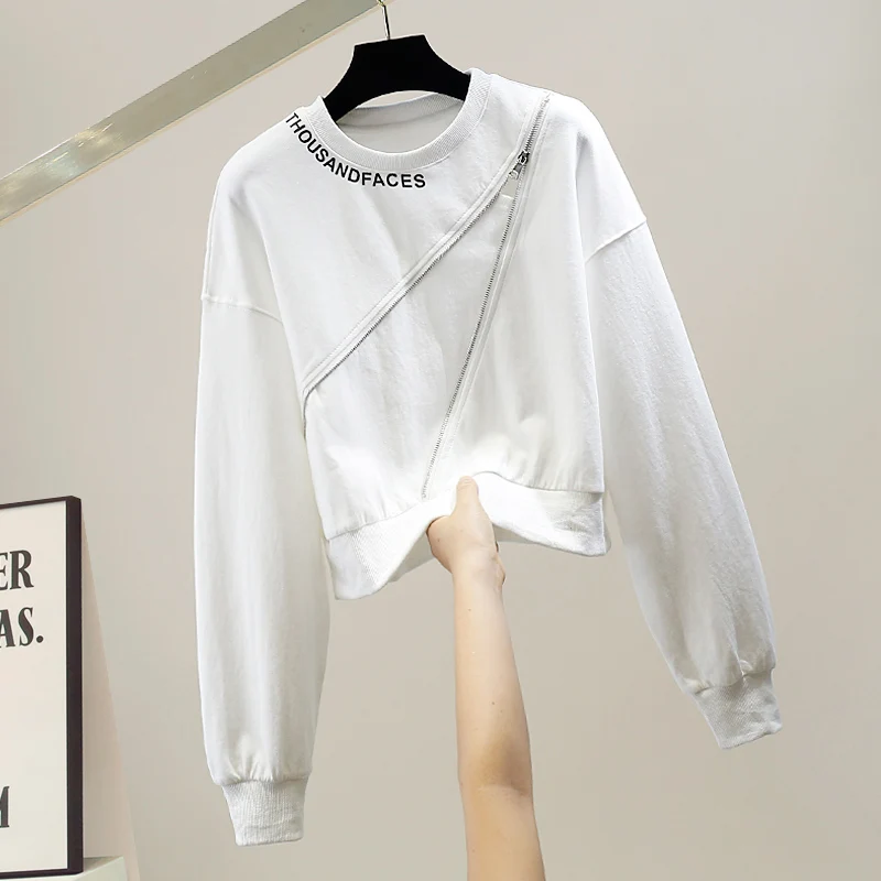 Fashionable Zipper Hollow Decorative Letter Print Hoodie Long Sleeve Color Sweatshirt Simple Design Slimming Trendy Top
Fashionable Zipper Hollow Decorative Letter Print Hoodie Long Sleeve Color Sweatshirt Simple Design Slimming Trendy Top