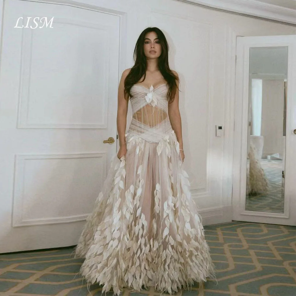 Lism Modern Wedding Dress Strapless Exquisite Feathers Tassel Ivory Tulle A-Line Bridal Gown Customized Rode De Morrie 2026
Lism Modern Wedding Dress Strapless Exquisite Feathers Tassel Ivory Tulle A-Line Bridal Gown Customized Rode De Morrie 2026