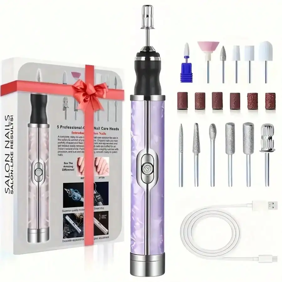 12-Head Electric Nail Grinder Kit, Multi-Functional Nail Drill, USB Rechargeable - For Thick Nails Nail Sander, Professional 4-Speed Electric Nail File, Nail Polishing Care Shaping Tool, Manicure Tool, Great Gift For Women, High Quality And Affordable Pro
12-Head Electric Nail Grinder Kit, Multi-Functional Nail Drill, USB Rechargeable - For Thick Nails Nail Sander, Professional 4-Speed Electric Nail File, Nail Polishing Care Shaping Tool, Manicure Tool, Great Gift For Women, High Quality And Affordable Pro