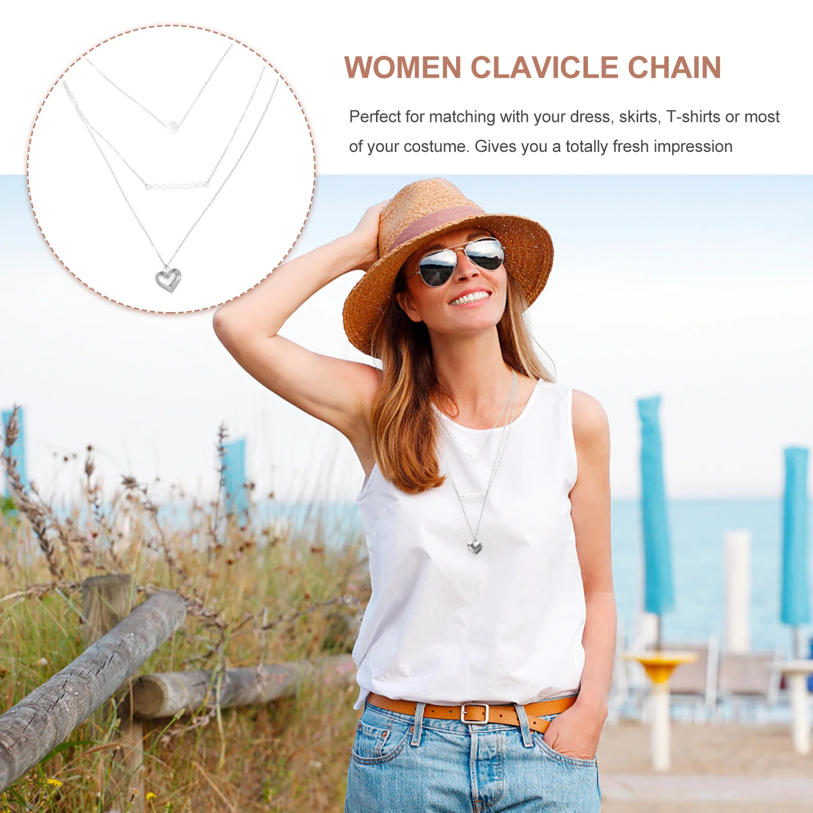 Pearl Heart Necklace Clavicle Chain Women Stainless Steel Pearls Layer Gift Sweet Fashionable Safe Durable Jewelry Necklace
Pearl Heart Necklace Clavicle Chain Women Stainless Steel Pearls Layer Gift Sweet Fashionable Safe Durable Jewelry Necklace