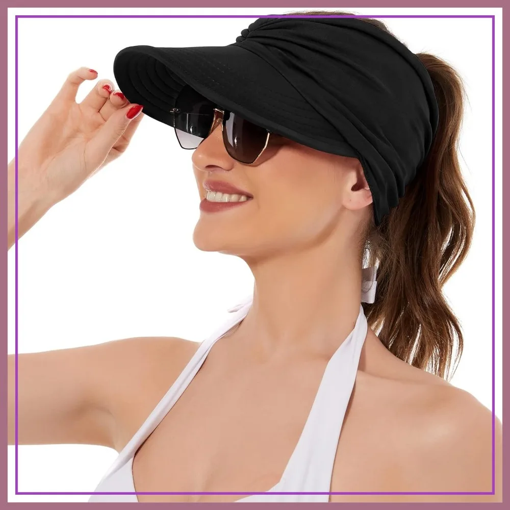 Lightweight Packable Wide Brim Visor Hats for Women, Quick-Dry Ponytail Sun Visor for Casual Outdoors
Lightweight Packable Wide Brim Visor Hats for Women, Quick-Dry Ponytail Sun Visor for Casual Outdoors