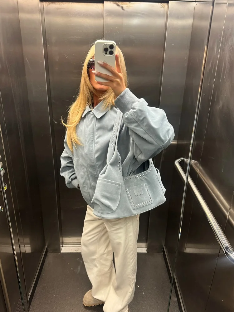 Solid Color Full Sleeves Woman Suede Jacket Chic Lapel Zipper Lady Short Coat New Autumn Long Sleeve Street Fashion Outerwear
Solid Color Full Sleeves Woman Suede Jacket Chic Lapel Zipper Lady Short Coat New Autumn Long Sleeve Street Fashion Outerwear