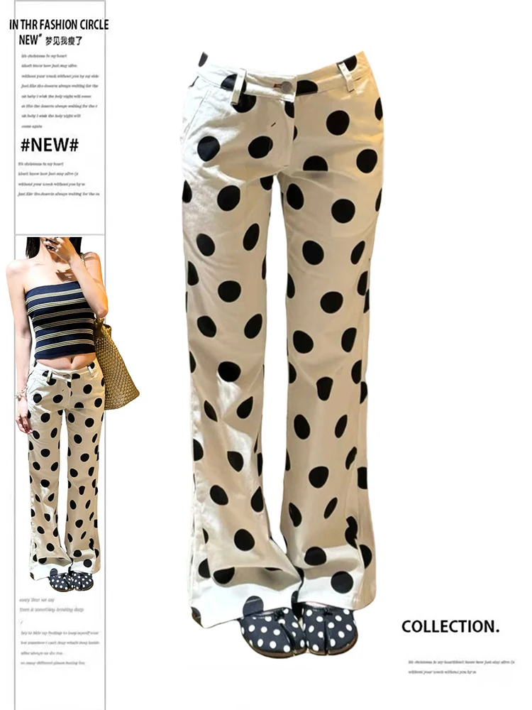 Женские расклешенные брюки с низкой посадкой Y2k в американском стиле ретро High Street в горошек, корейские длинные брюки 2000-х годов, узкие брюки-клеш
Женские расклешенные брюки с низкой посадкой Y2k в американском стиле ретро High Street в горошек, корейские длинные брюки 2000-х годов, узкие брюки-клеш