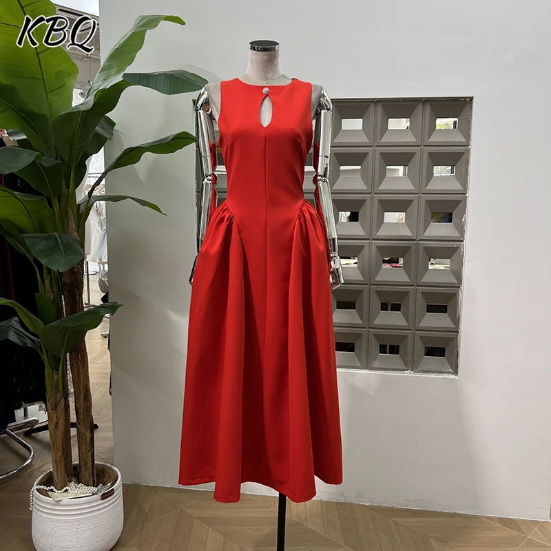 KBQ Solid Hollow Out Slimming Long Dresses for Women Round Neck Sleeveless High Waist Temperament Chic Dress Female Fashion New
KBQ Solid Hollow Out Slimming Long Dresses for Women Round Neck Sleeveless High Waist Temperament Chic Dress Female Fashion New