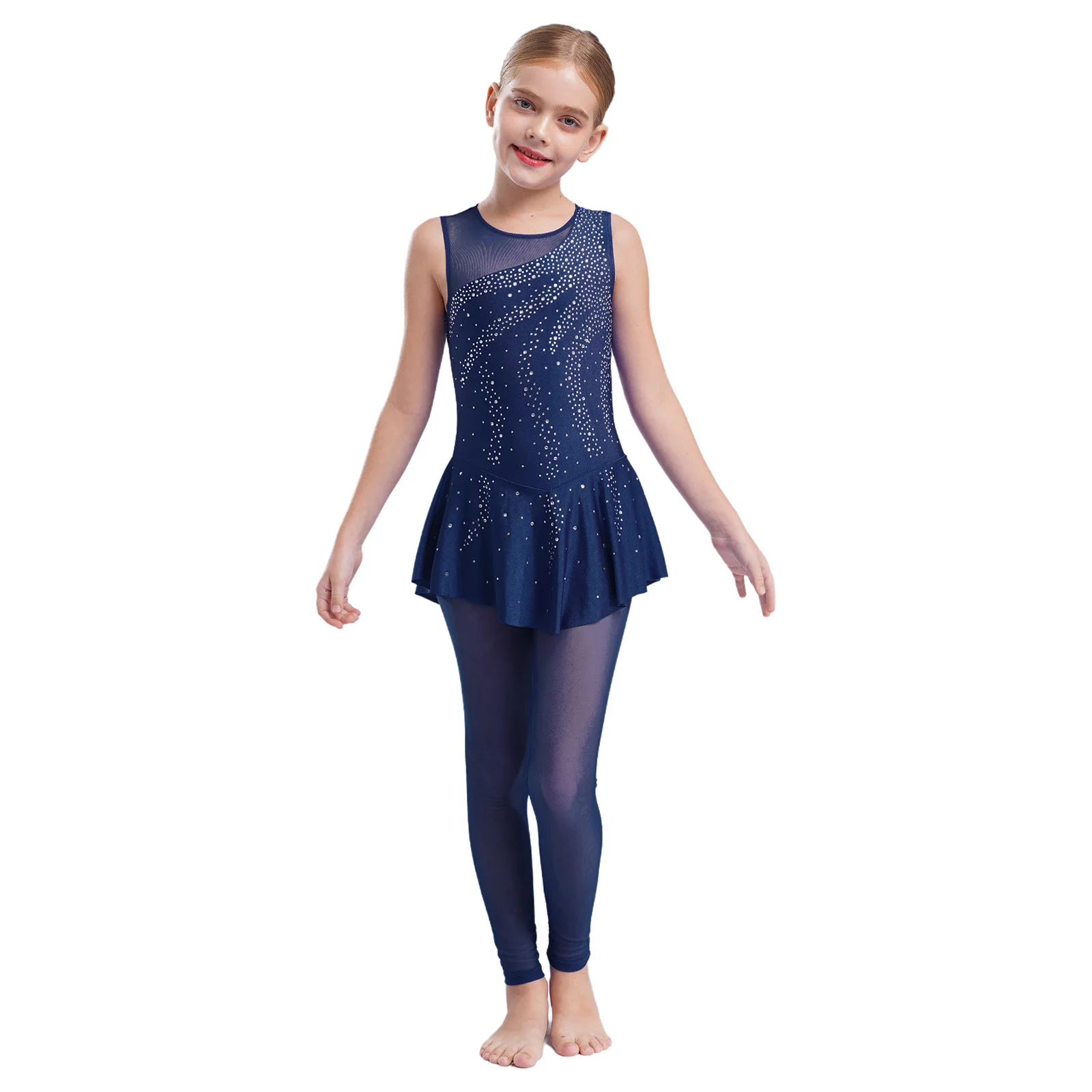 Girls Ballet Latin Jumpsuit Sleeveless Shiny Rhinestones Leotard Skirted Bodysuit for Figure Skating Dance Performance Costume
Girls Ballet Latin Jumpsuit Sleeveless Shiny Rhinestones Leotard Skirted Bodysuit for Figure Skating Dance Performance Costume
