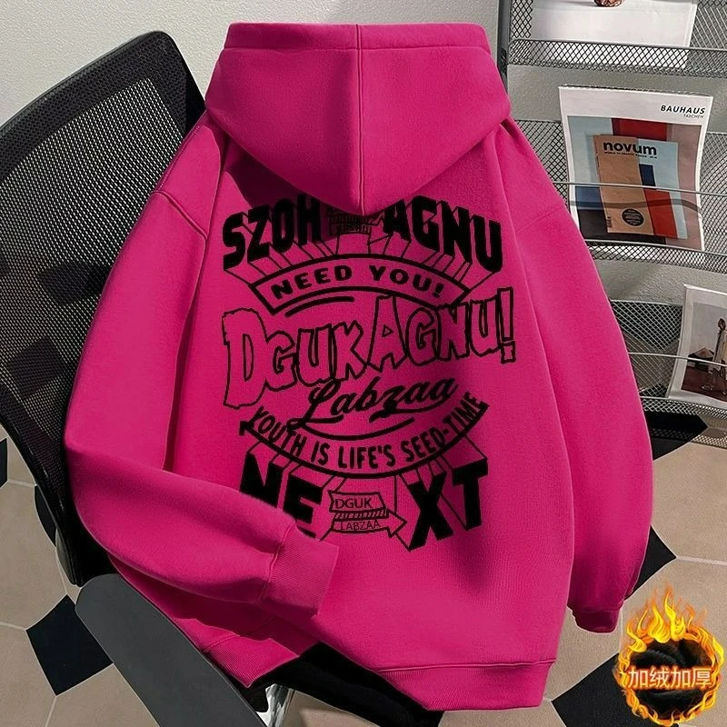 Осень/зима 2026, новая стильная американская повседневная универсальная свободная толстовка с капюшоном и круглым буквенным принтом для женщин, утолщенная
Осень/зима 2026, новая стильная американская повседневная универсальная свободная толстовка с капюшоном и круглым буквенным принтом для женщин, утолщенная