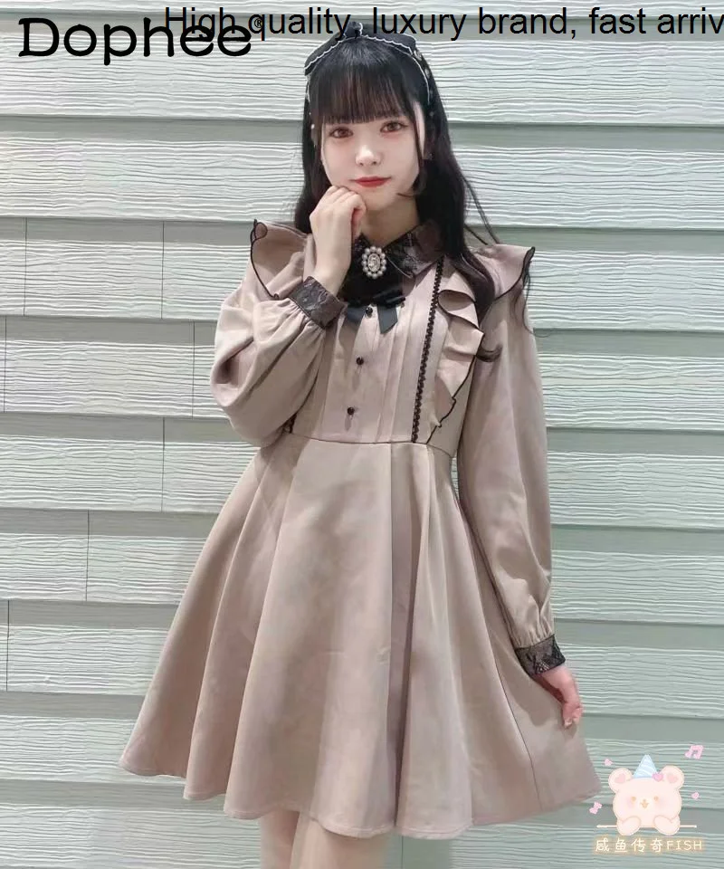 Lolita for Japanese Women Elegant Lace Ruffles Sweet Pink Bow Long Sleeve Midi Dress 2023 Spring New Preppy Style Vestidos
Lolita for Japanese Women Elegant Lace Ruffles Sweet Pink Bow Long Sleeve Midi Dress 2023 Spring New Preppy Style Vestidos