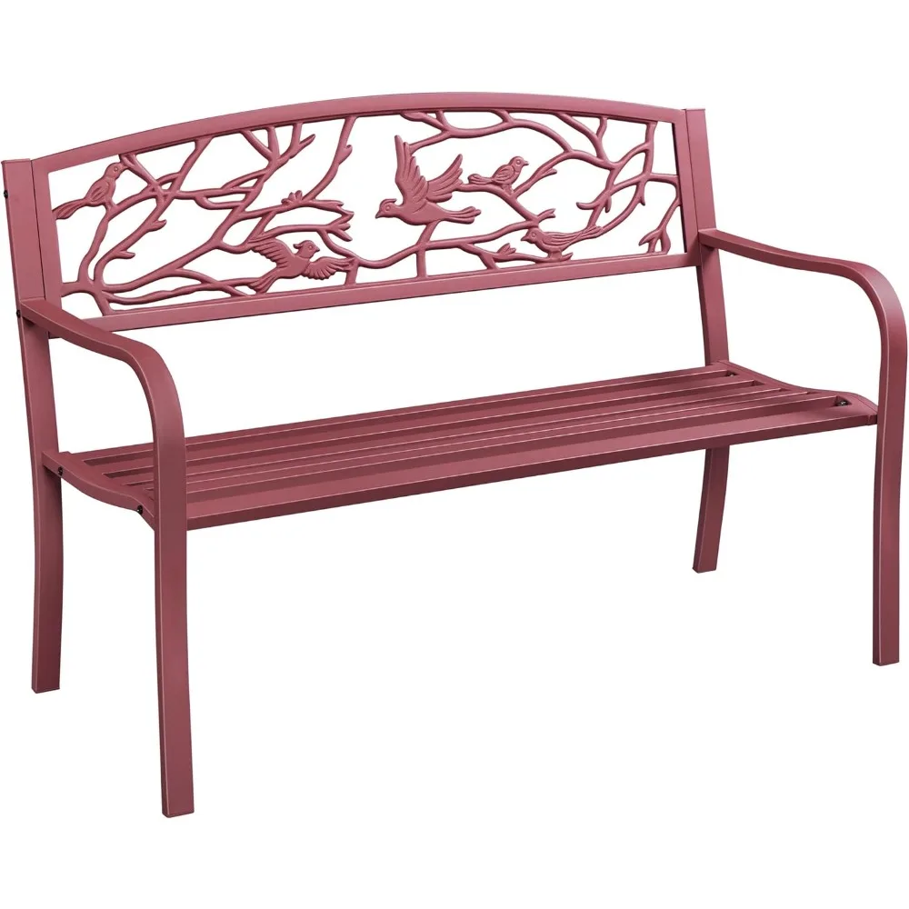 Outdoor Garden Bench Patio Furniture Chair Outdoor with Vintage Bird Pattern Backrest, Slatted Seat, Antique Metal Bench
Outdoor Garden Bench Patio Furniture Chair Outdoor with Vintage Bird Pattern Backrest, Slatted Seat, Antique Metal Bench