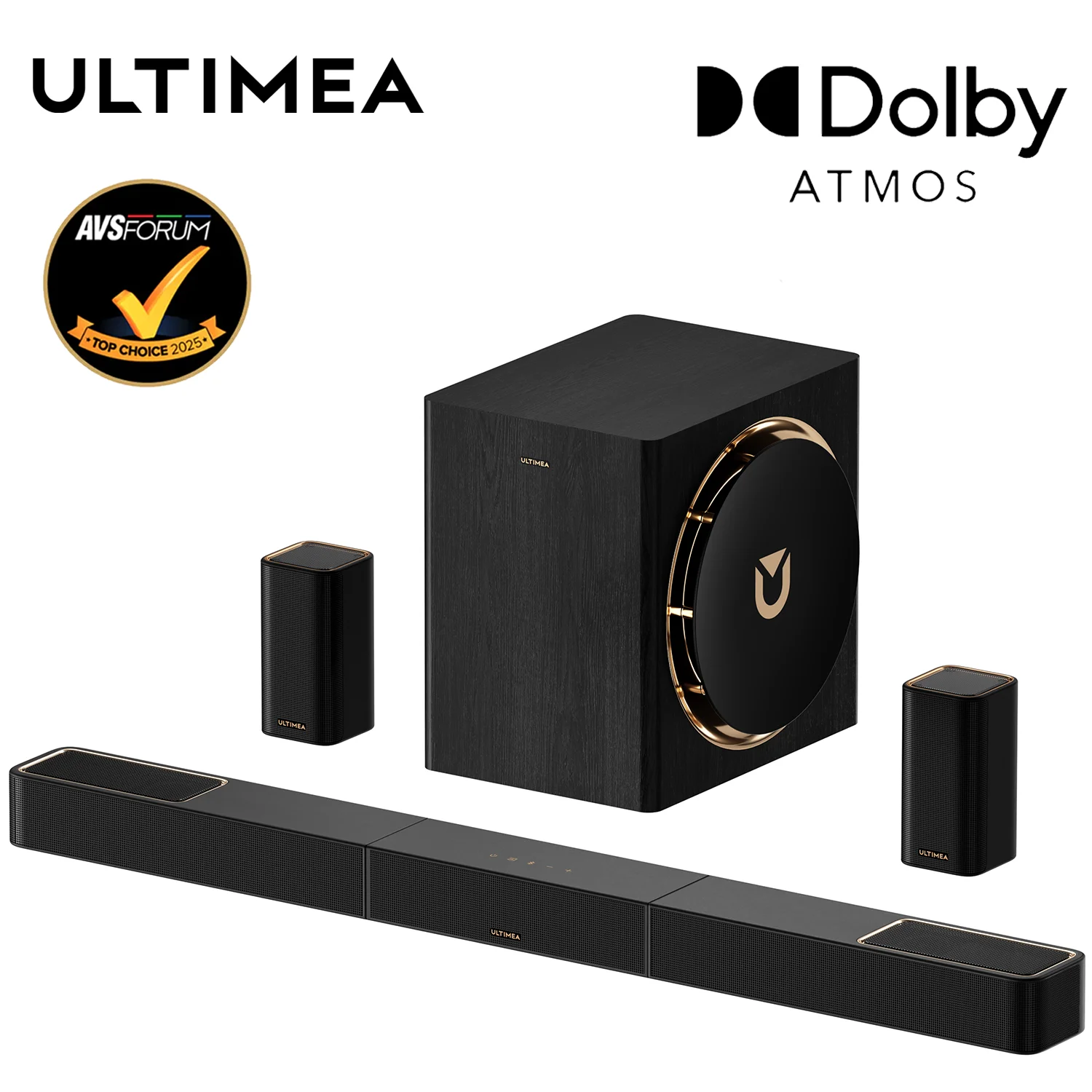 ULTIMEA 840W 7.1.4ch Soundbar with Dolby Atmos, Wireless Subwoofer,2 Surround Speakers,Home Theater SoundSystem with APP Control
ULTIMEA 840W 7.1.4ch Soundbar with Dolby Atmos, Wireless Subwoofer,2 Surround Speakers,Home Theater SoundSystem with APP Control