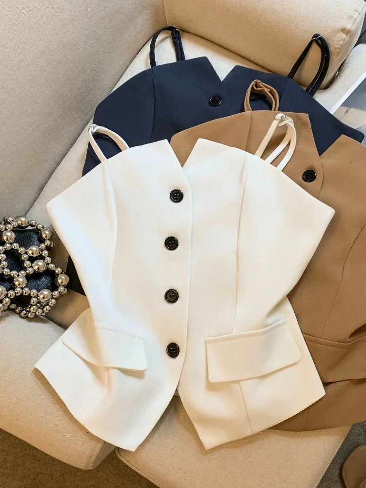 Retro Suit Vest Women's Spring Summer New Design Slim Fit Sleeveless Inner Wear Fashion Sensation Small Audience Top
Retro Suit Vest Women's Spring Summer New Design Slim Fit Sleeveless Inner Wear Fashion Sensation Small Audience Top