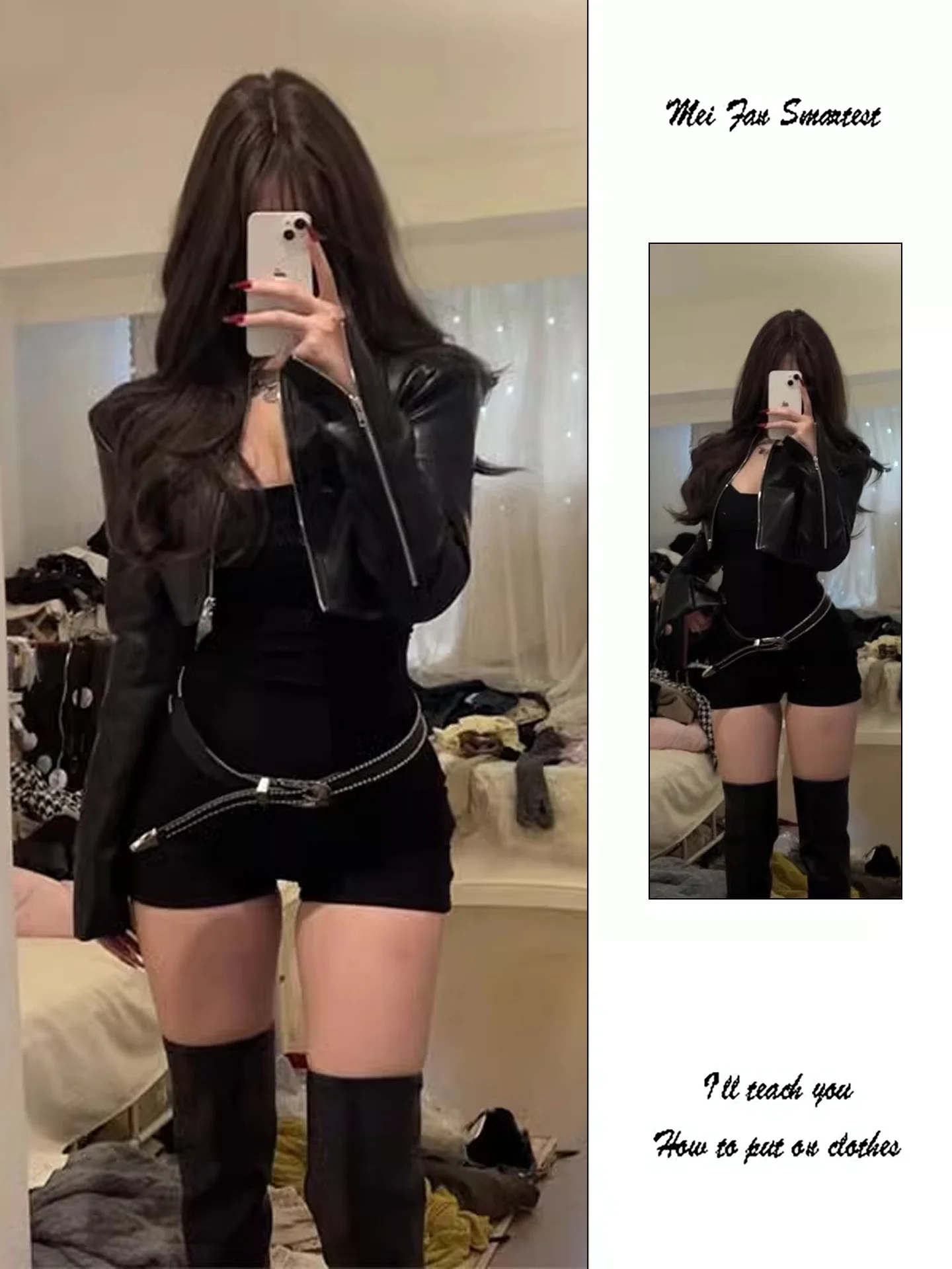 Sweet Cool Short PU Leather Jacket Women's Black Biker Style Coat Autumn Pure Desire High-End Fit Motorcycle Jacket Top
Sweet Cool Short PU Leather Jacket Women's Black Biker Style Coat Autumn Pure Desire High-End Fit Motorcycle Jacket Top