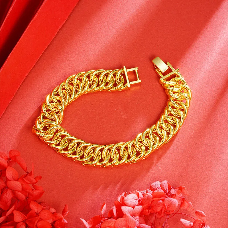 Luxury 24K 9999 Pure Gold real gold Men's atmospheric boss chain interlocking bracelet
Luxury 24K 9999 Pure Gold real gold Men's atmospheric boss chain interlocking bracelet